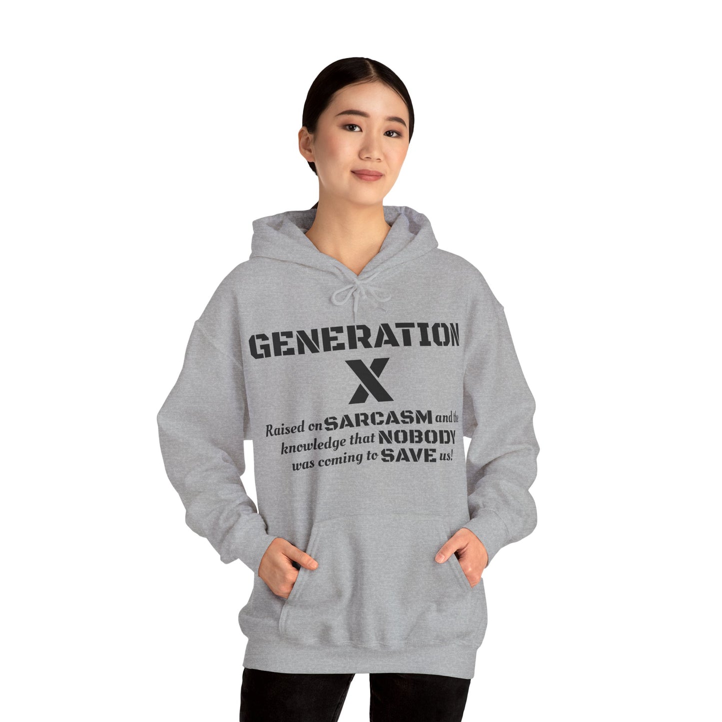 Generation X Hoodie – Raised on Sarcasm Hoodie Retro, Bold & Proud Gen X Shirt