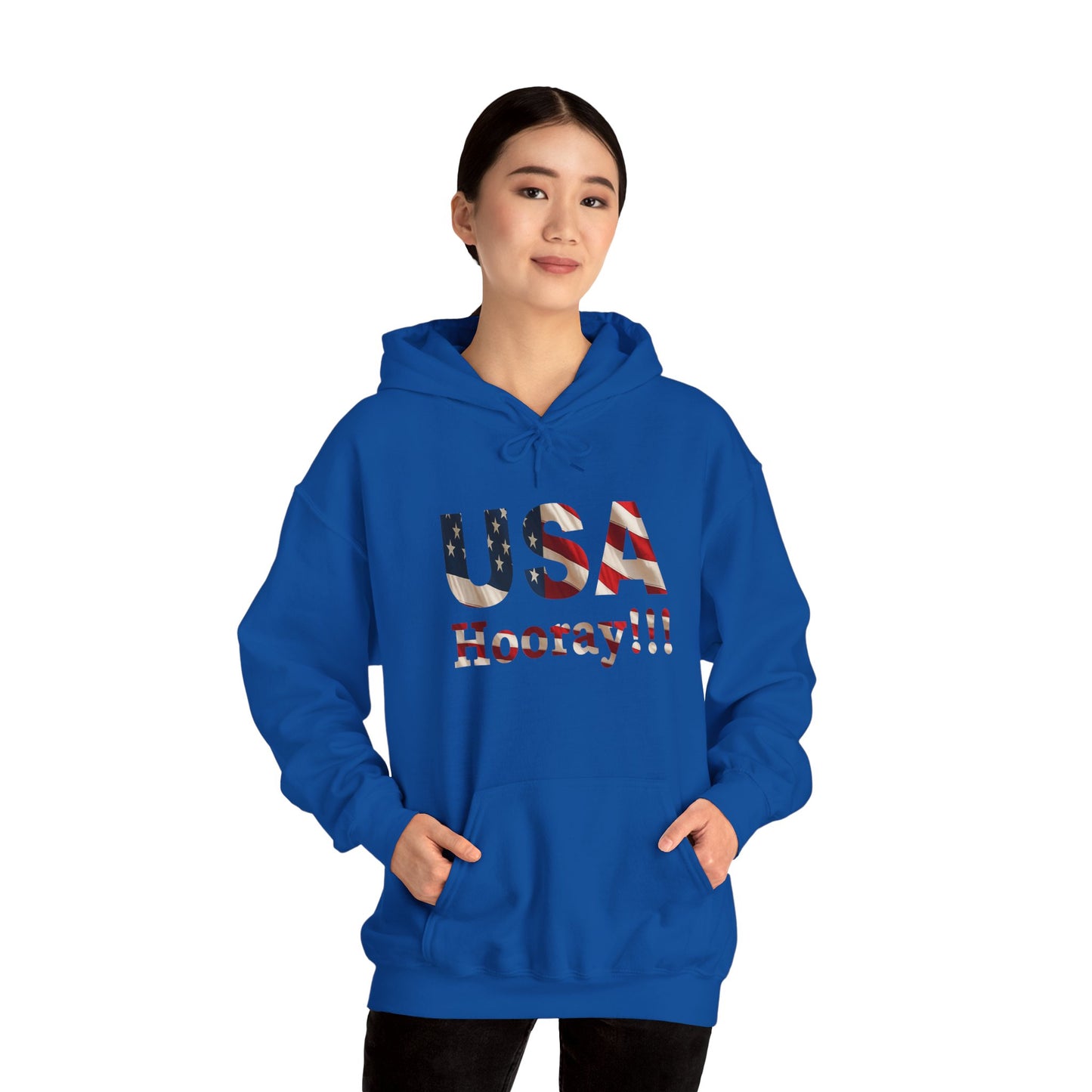 USA Hooray Hoodie – Patriotic American Flag Colors - Perfect for 4th of July & Everyday Pride Sweatshirt