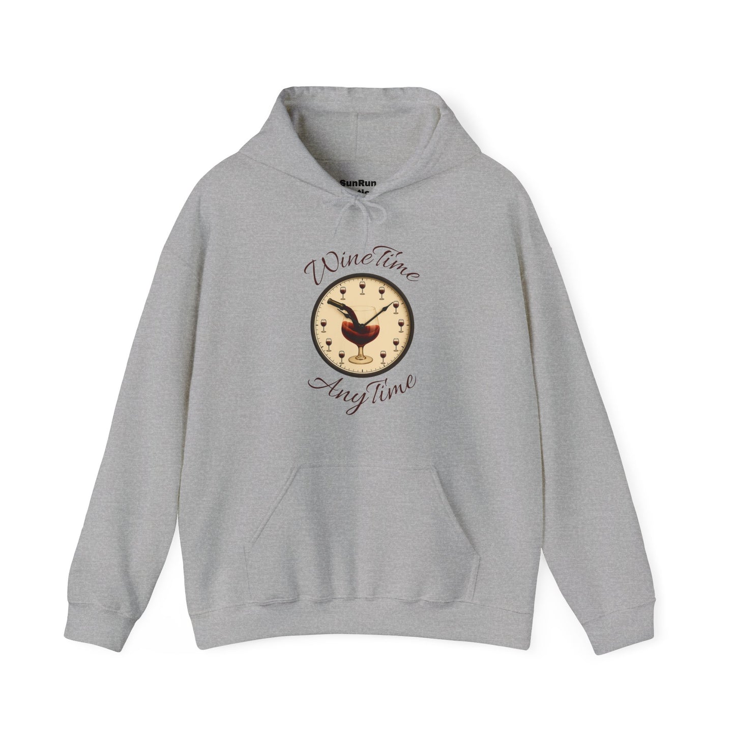 Wine Lover's Unisex Hoodie, Wine Time Anytime, Cozy Sweatshirt for Wine Lovers, Perfect Gift for Birthdays, Fall Fashion, and Everyday Comfort
