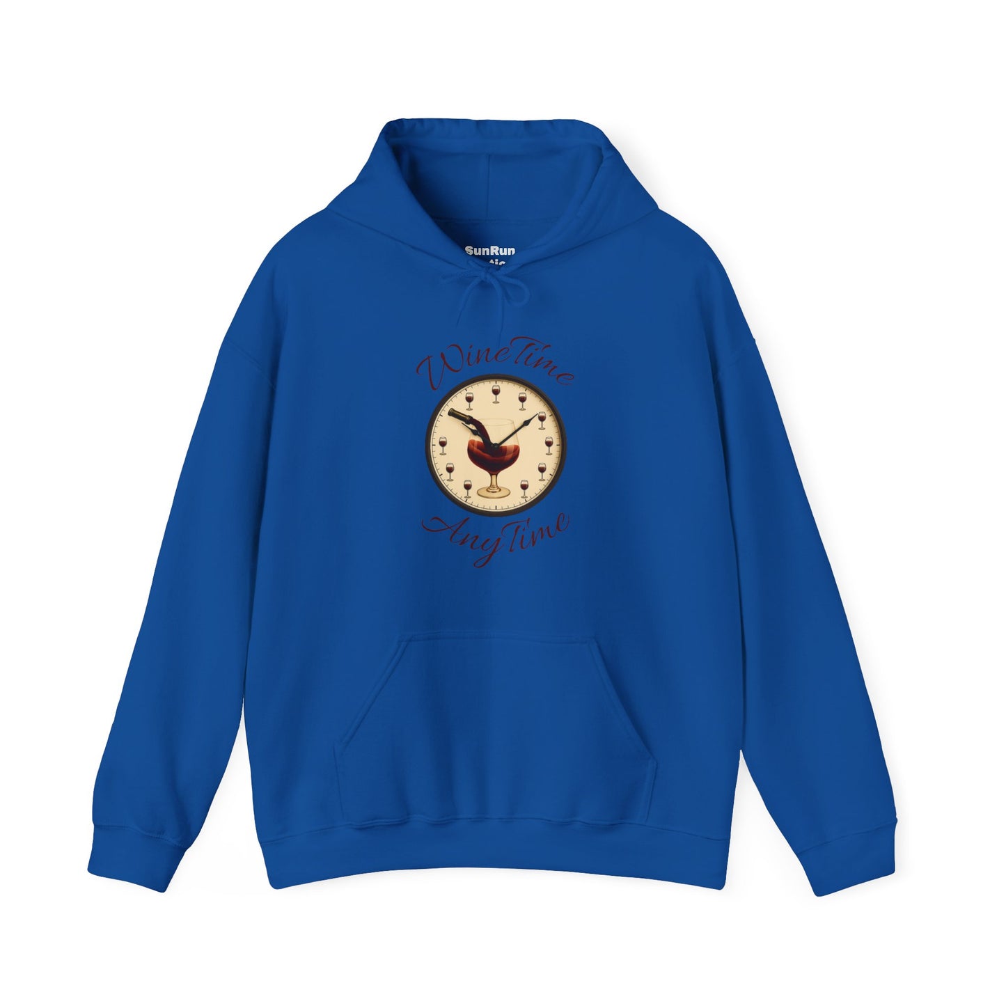 Wine Lover's Unisex Hoodie, Wine Time Anytime, Cozy Sweatshirt for Wine Lovers, Perfect Gift for Birthdays, Fall Fashion, and Everyday Comfort