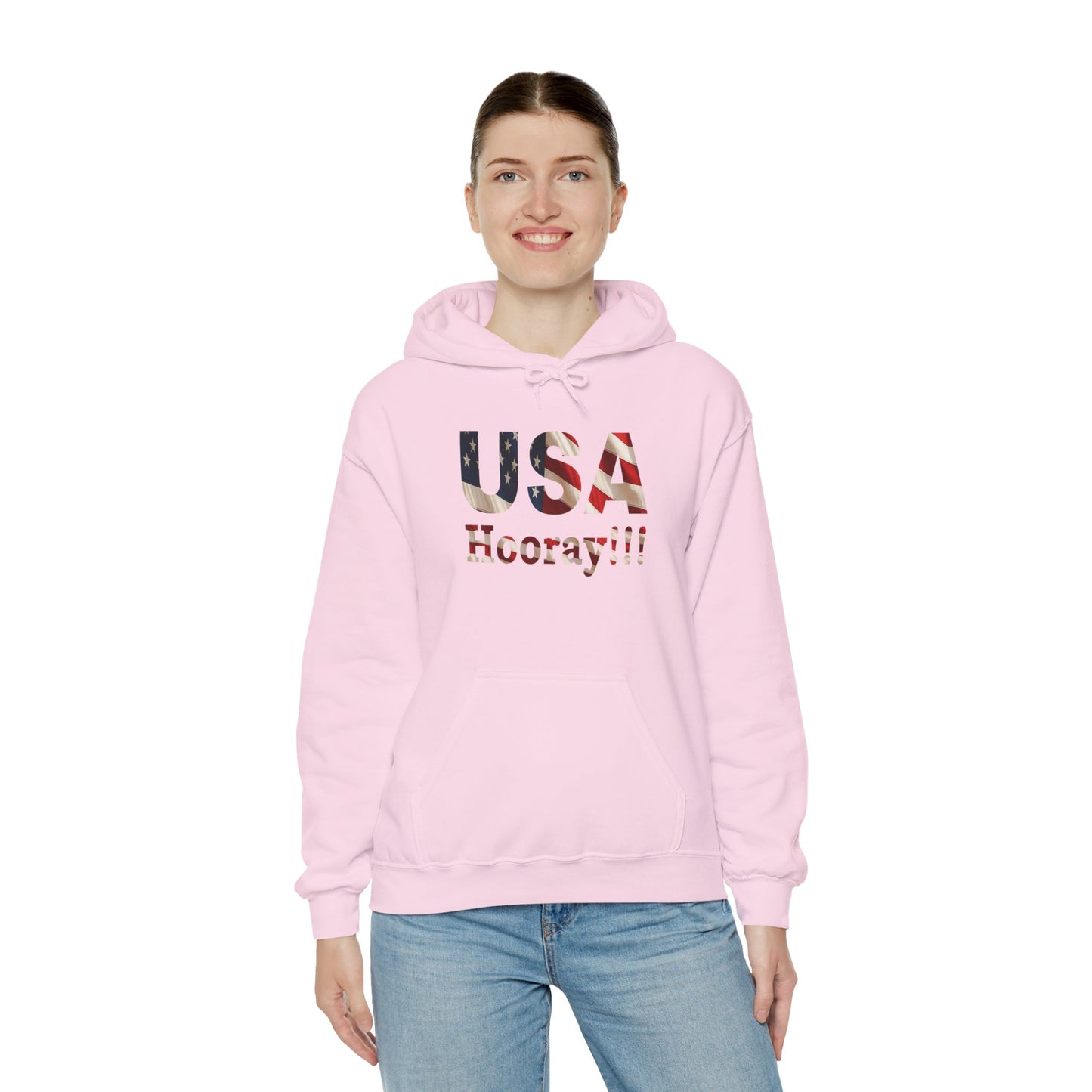 USA Hooray Hoodie – Patriotic American Flag Colors - Perfect for 4th of July & Everyday Pride Sweatshirt