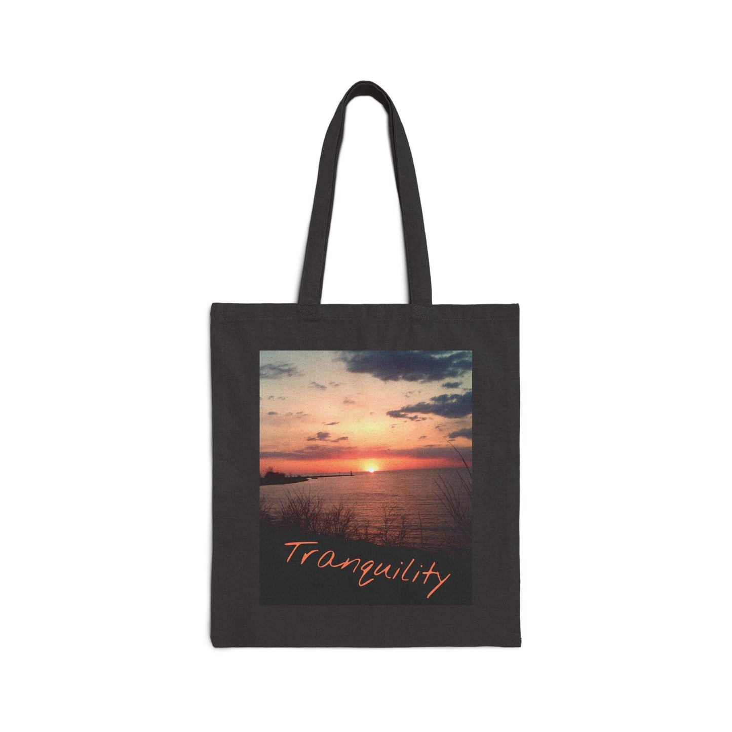 Tranquility Lake Erie Sunset Canvas Tote Bag