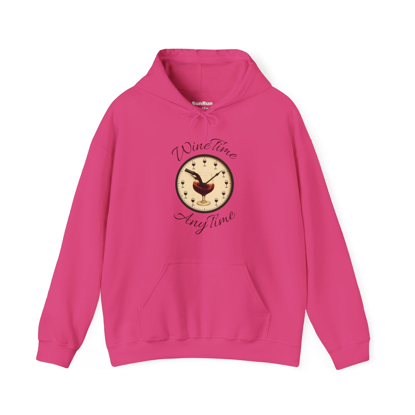 Wine Lover's Unisex Hoodie, Wine Time Anytime, Cozy Sweatshirt for Wine Lovers, Perfect Gift for Birthdays, Fall Fashion, and Everyday Comfort