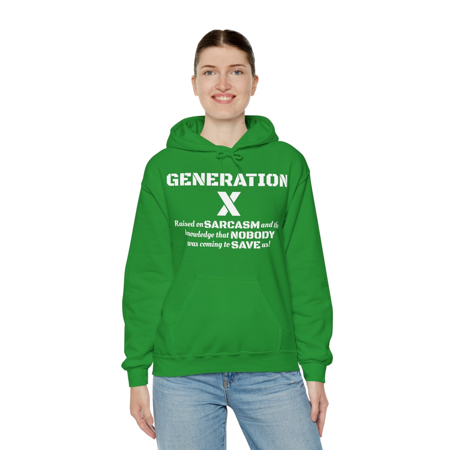 Generation X Hoodie – Raised on Sarcasm Hoodie Retro, Bold & Proud Gen X Shirt