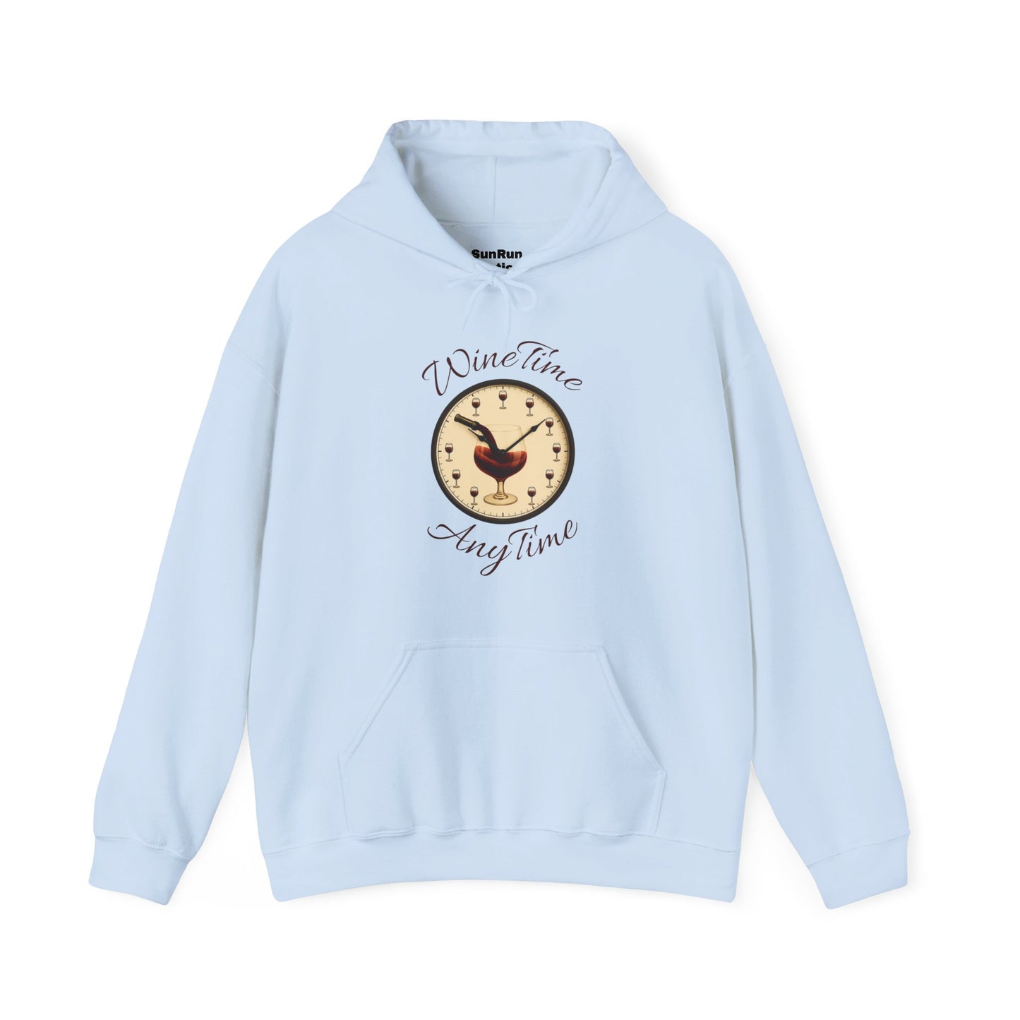Wine Lover's Unisex Hoodie, Wine Time Anytime, Cozy Sweatshirt for Wine Lovers, Perfect Gift for Birthdays, Fall Fashion, and Everyday Comfort