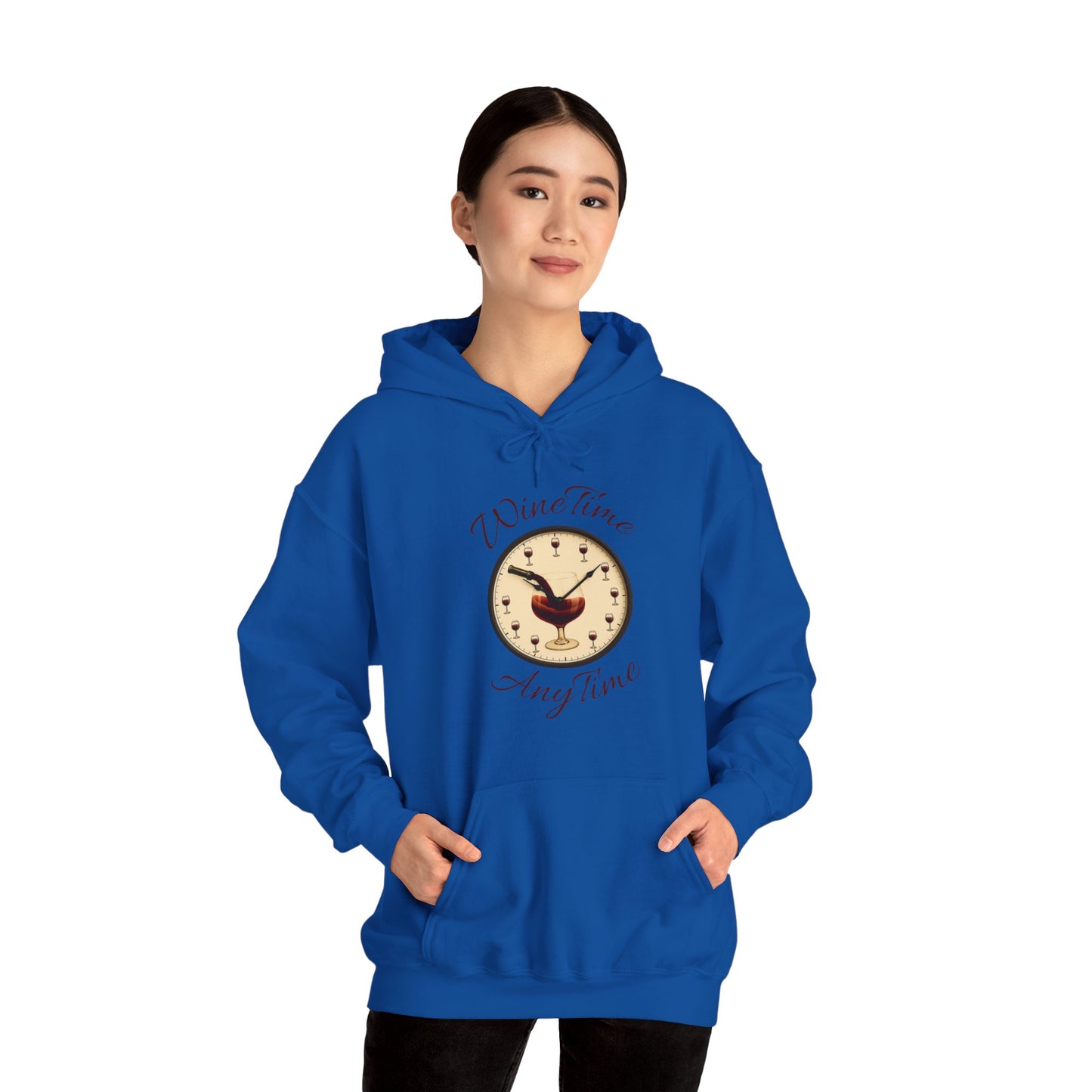 Wine Lover's Unisex Hoodie, Wine Time Anytime, Cozy Sweatshirt for Wine Lovers, Perfect Gift for Birthdays, Fall Fashion, and Everyday Comfort