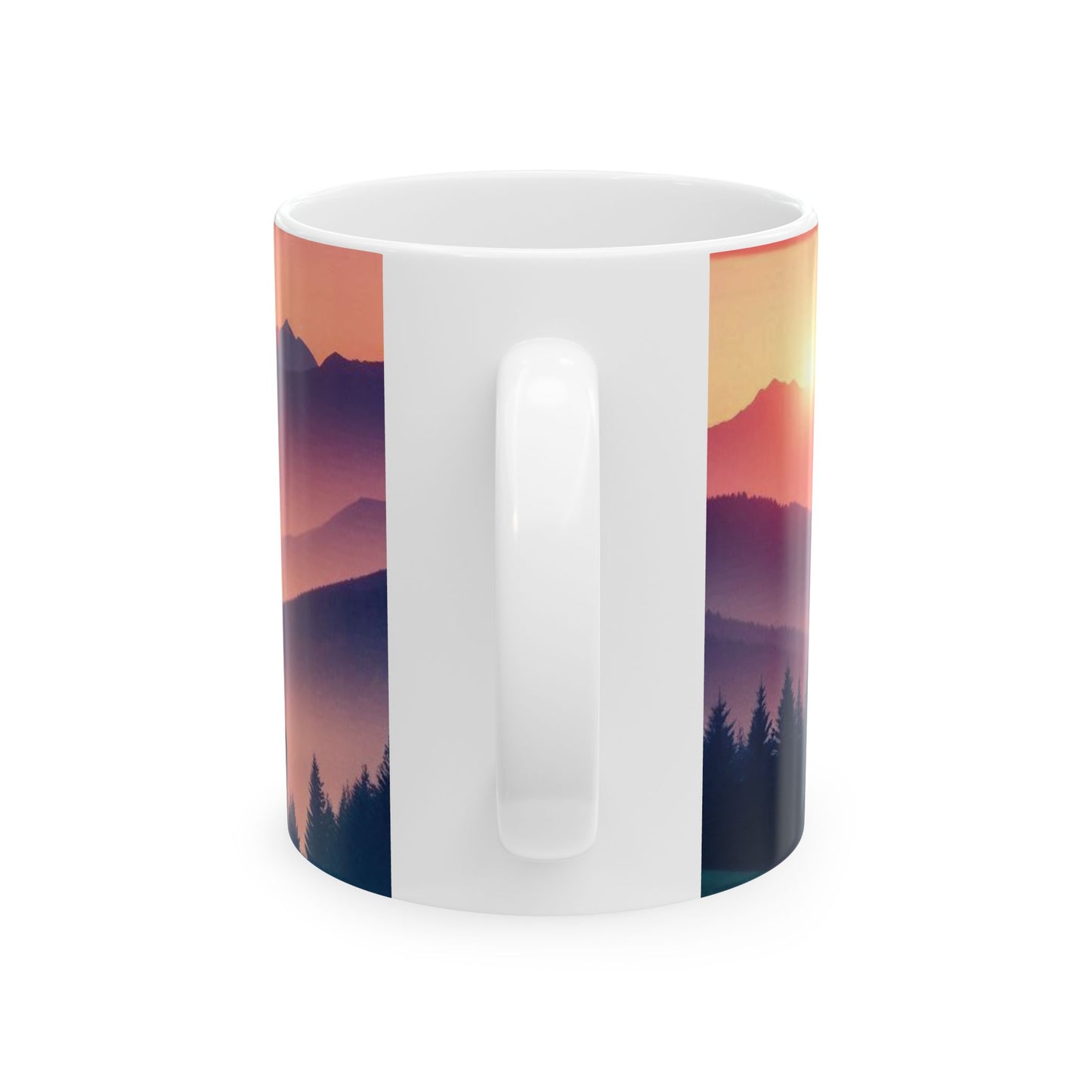 Deer and Mountain Scenic Ceramic Mug - 11oz Coffee Cup Tea Cup