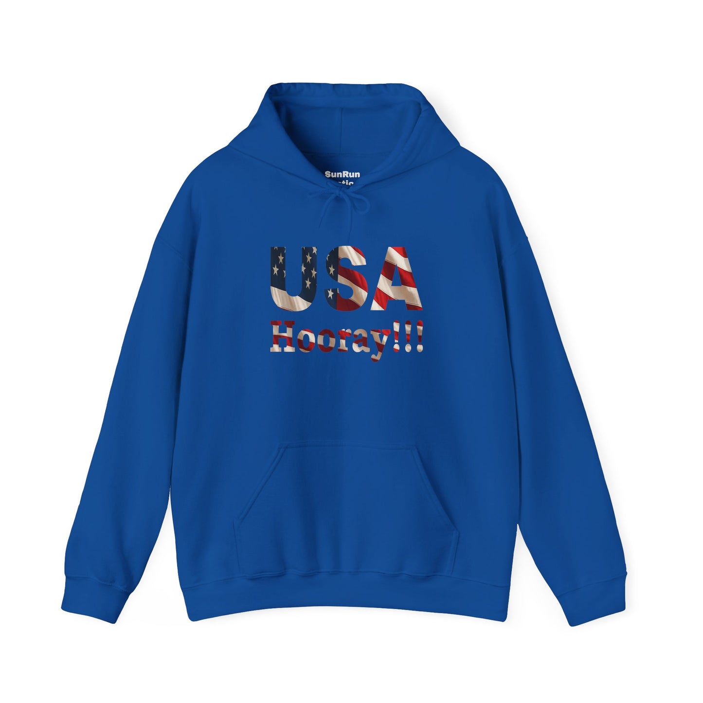 USA Hooray Hoodie – Patriotic American Flag Colors - Perfect for 4th of July & Everyday Pride Sweatshirt