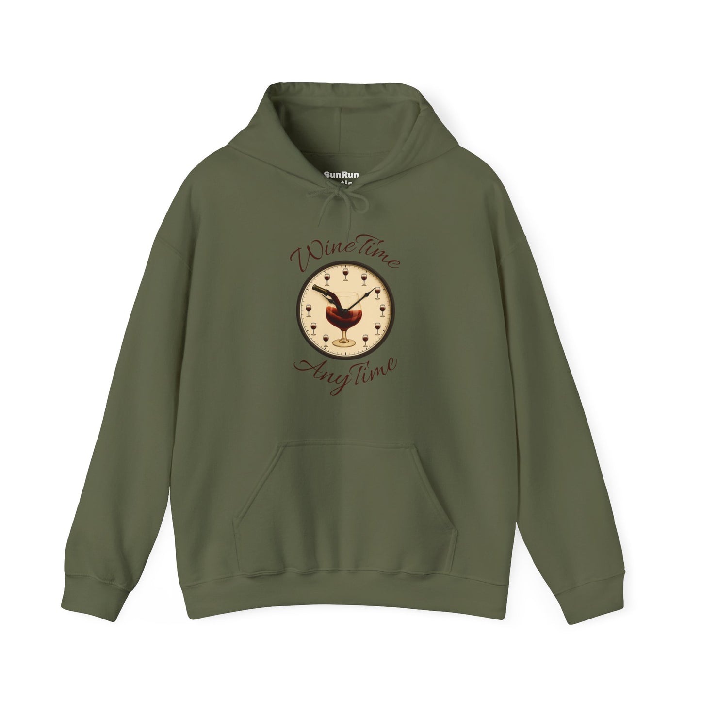 Wine Lover's Unisex Hoodie, Wine Time Anytime, Cozy Sweatshirt for Wine Lovers, Perfect Gift for Birthdays, Fall Fashion, and Everyday Comfort