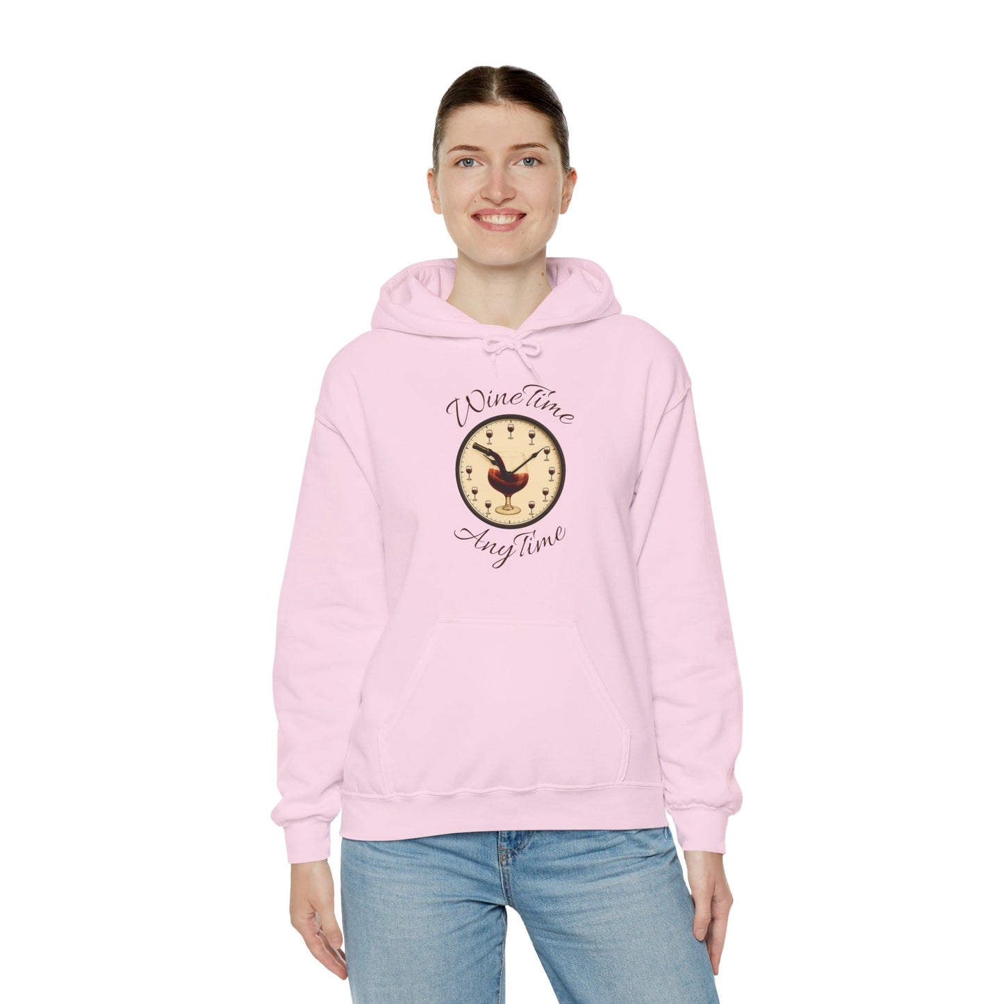 Wine Lover's Unisex Hoodie, Wine Time Anytime, Cozy Sweatshirt for Wine Lovers, Perfect Gift for Birthdays, Fall Fashion, and Everyday Comfort