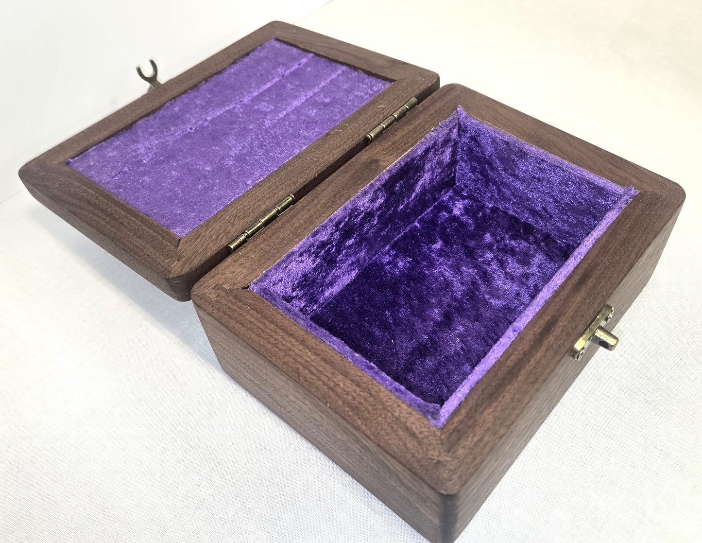 Handmade Walnut Wooden Keepsake Box with Silver Praying Angels Epoxy Inlay