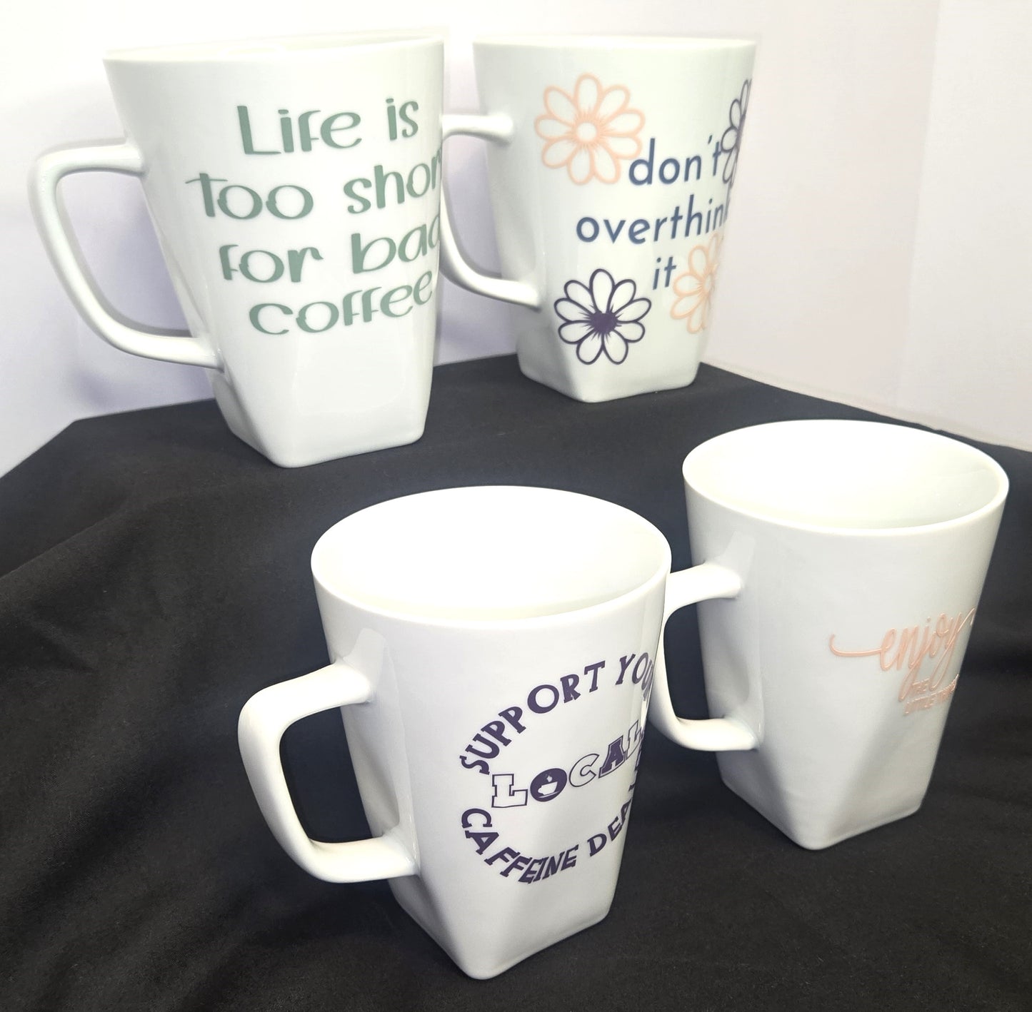 Coffee Mugs Set of 4 12 oz Ceramic Cups with Motivational Sayings for Coffee Lovers
