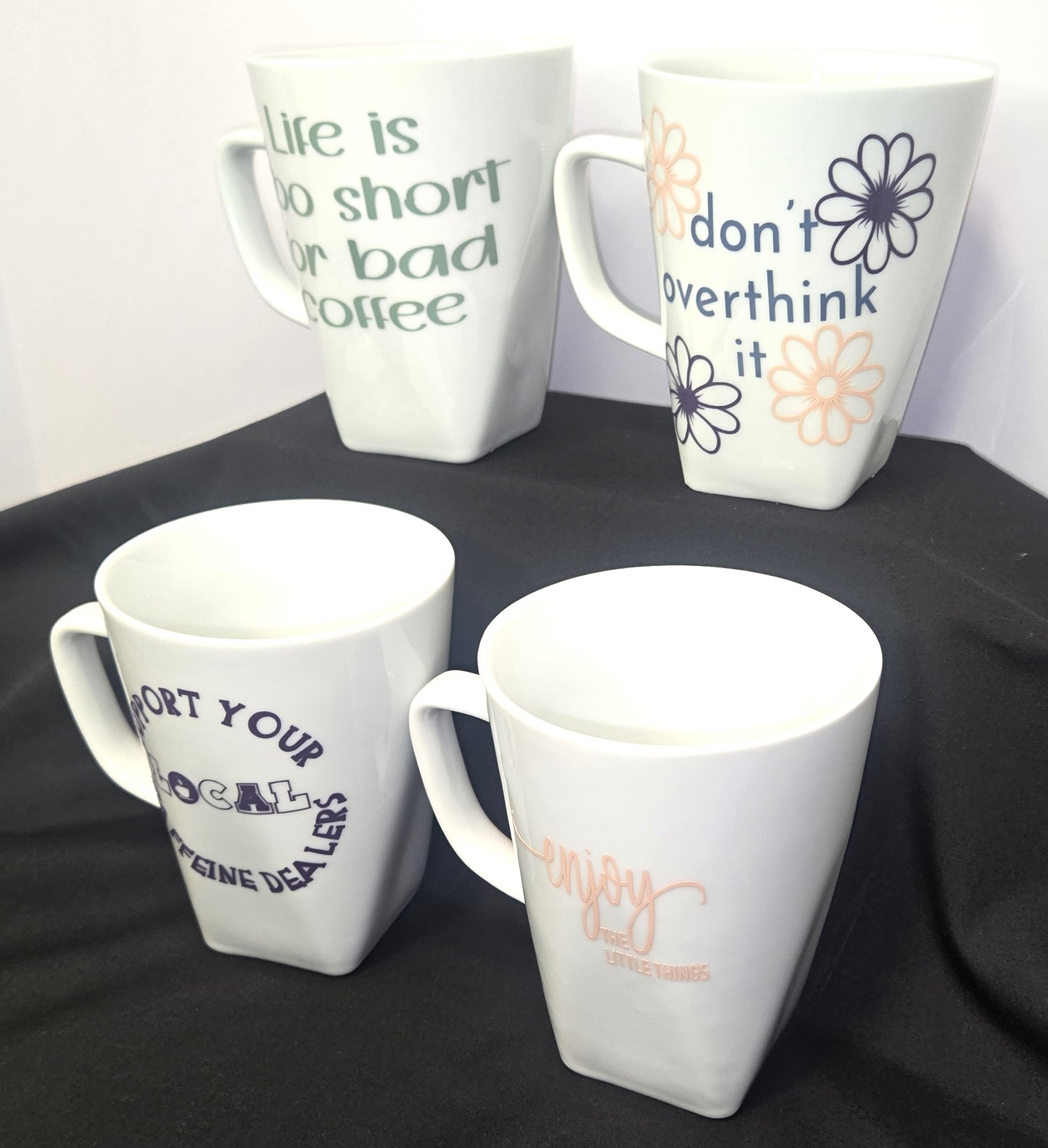 Coffee Mugs Set of 4 12 oz Ceramic Cups with Motivational Sayings for Coffee Lovers