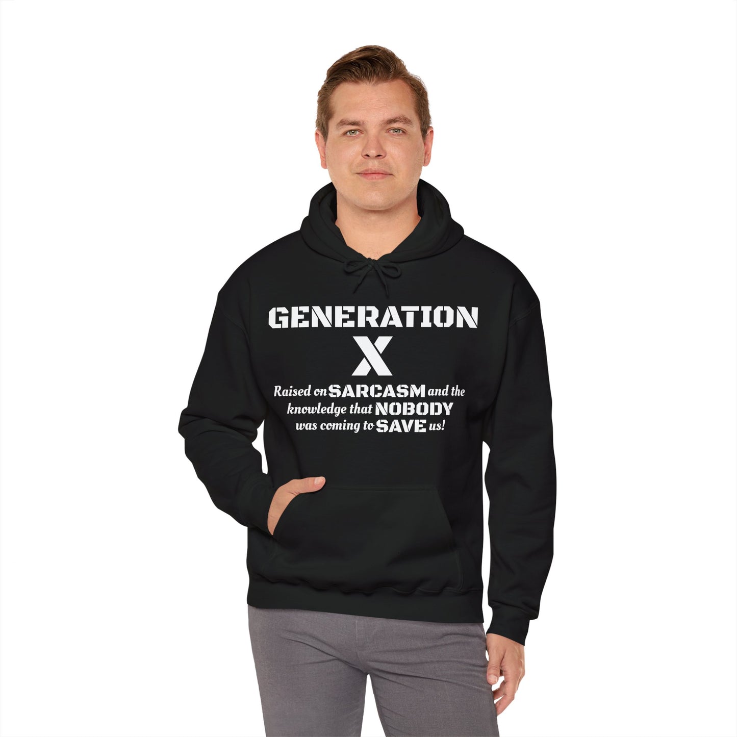 Generation X Hoodie – Raised on Sarcasm Hoodie Retro, Bold & Proud Gen X Shirt