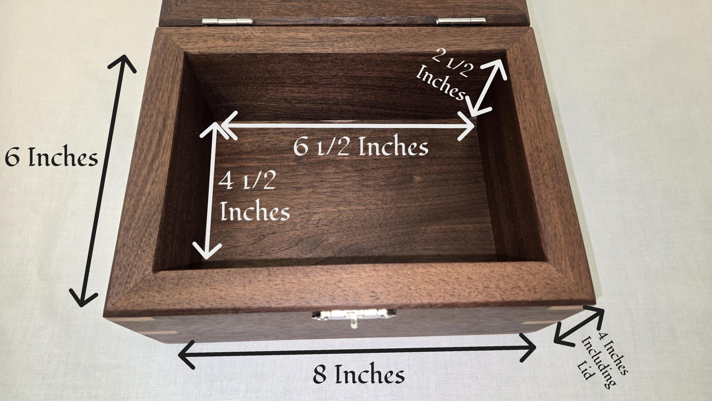 Keepsake Box Handmade Walnut Wooden Keepsake Box with Black Horse Epoxy Inlay