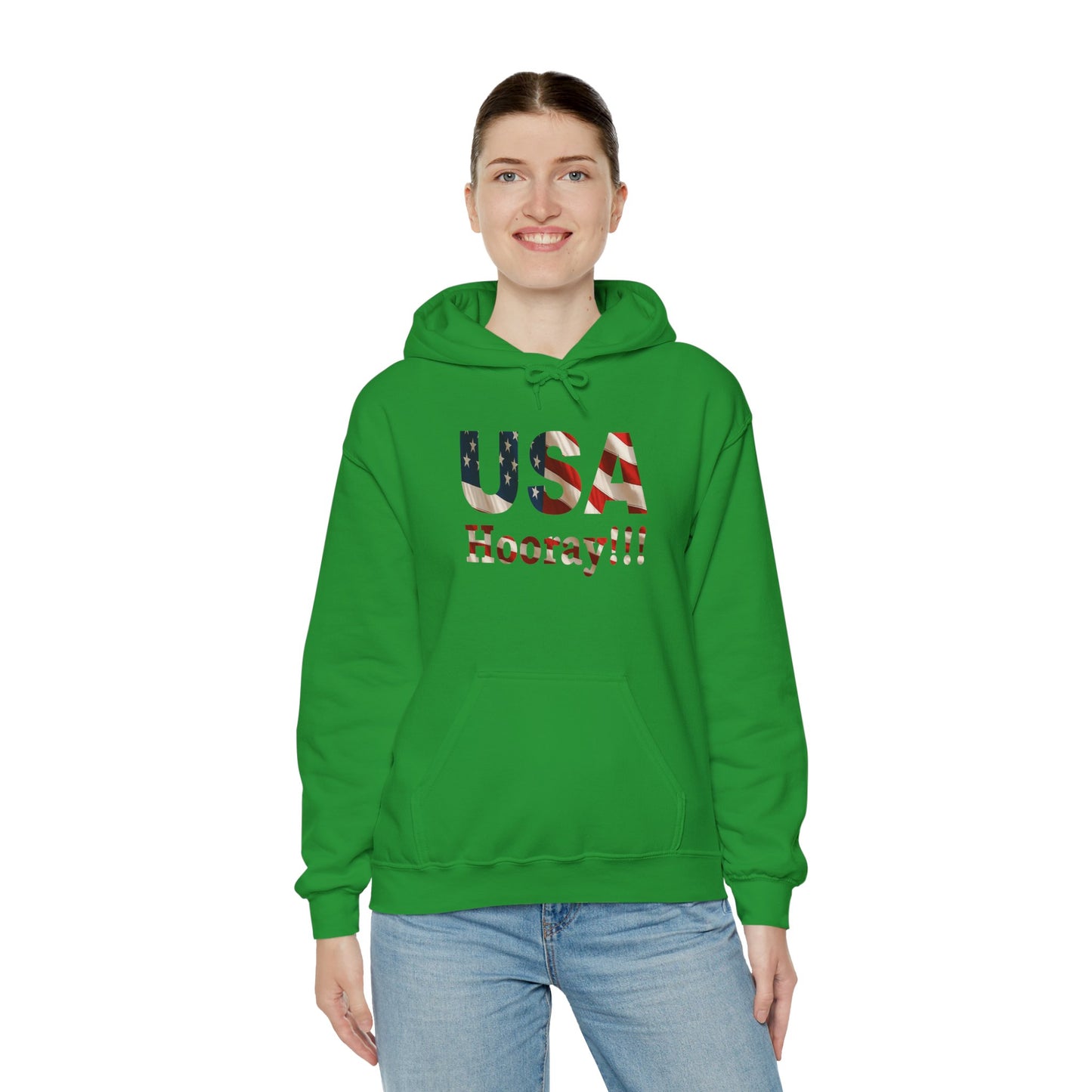 USA Hooray Hoodie – Patriotic American Flag Colors - Perfect for 4th of July & Everyday Pride Sweatshirt