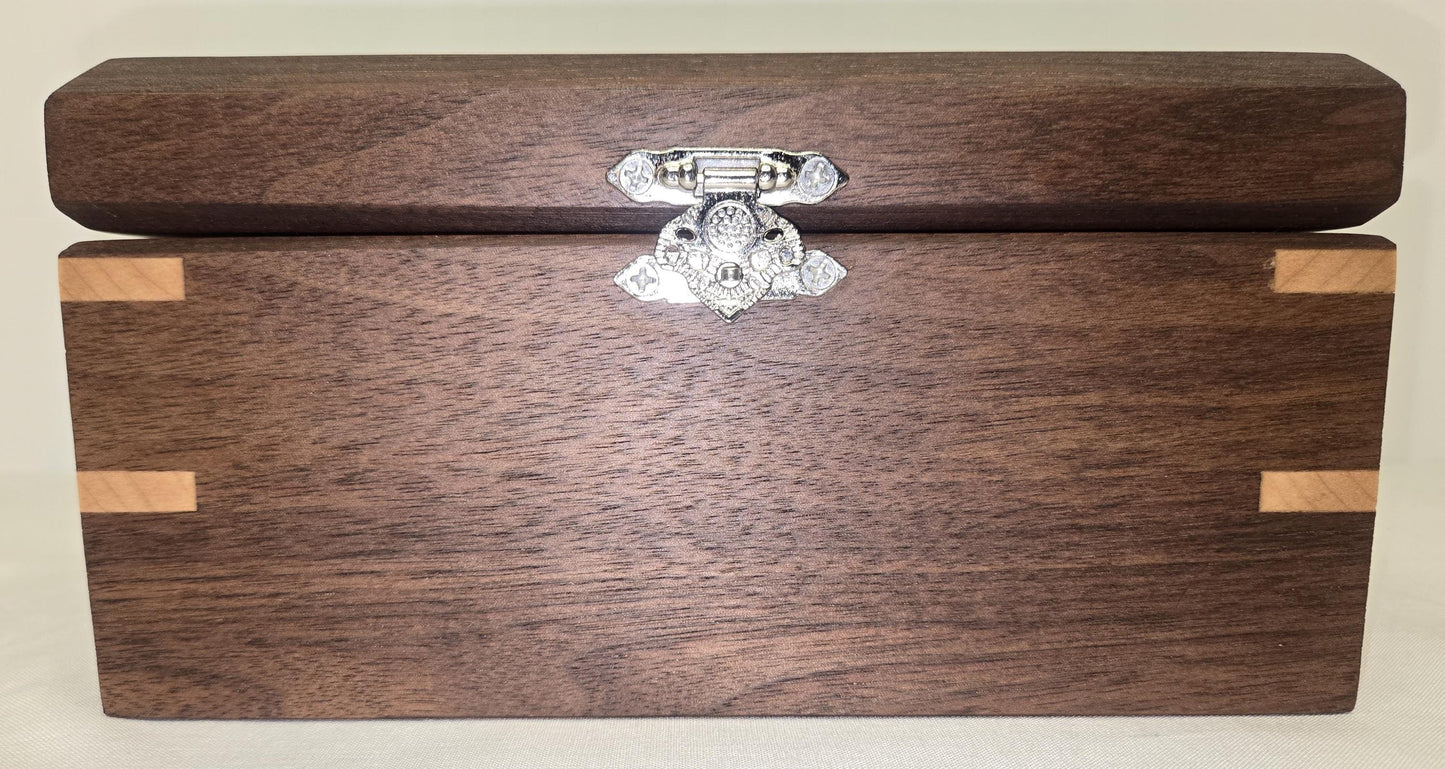 Keepsake Box Handmade Walnut Wooden Keepsake Box with Black Horse Epoxy Inlay