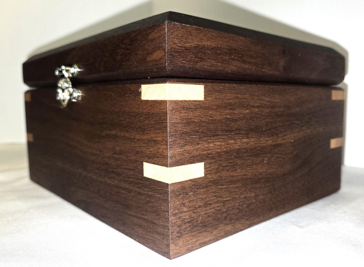Keepsake Box Handmade Walnut Wooden Keepsake Box with Black Horse Epoxy Inlay