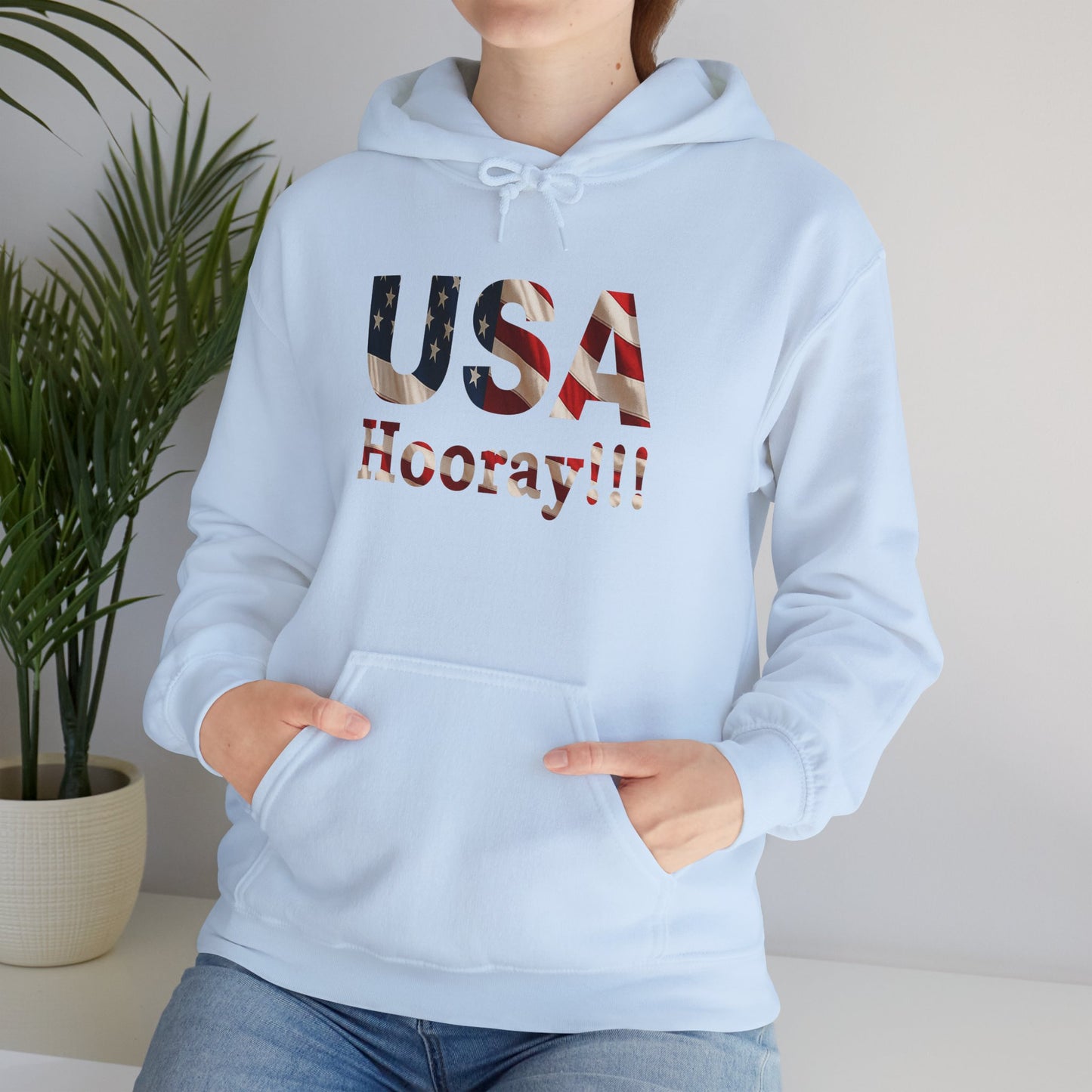 USA Hooray Hoodie – Patriotic American Flag Colors - Perfect for 4th of July & Everyday Pride Sweatshirt