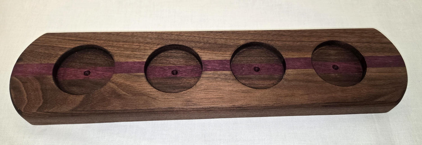 Table Centerpiece/Candle/Small Vase Holder Handmade from Solid Walnut and Purple Heart Wood