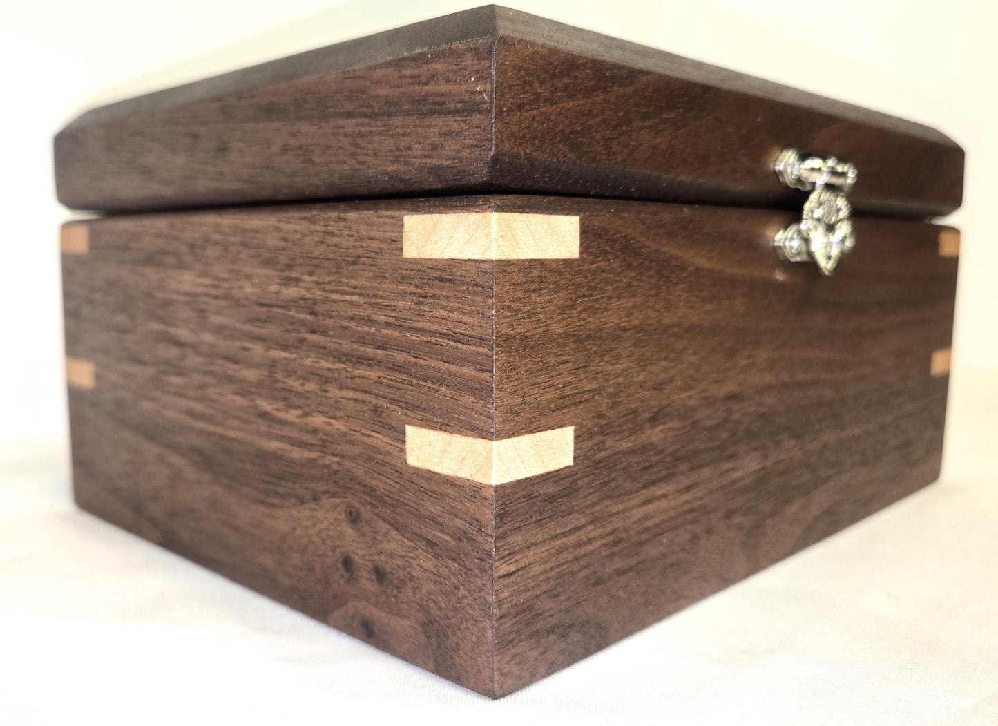 Keepsake Box Handmade Walnut Wooden Keepsake Box with Black Horse Epoxy Inlay