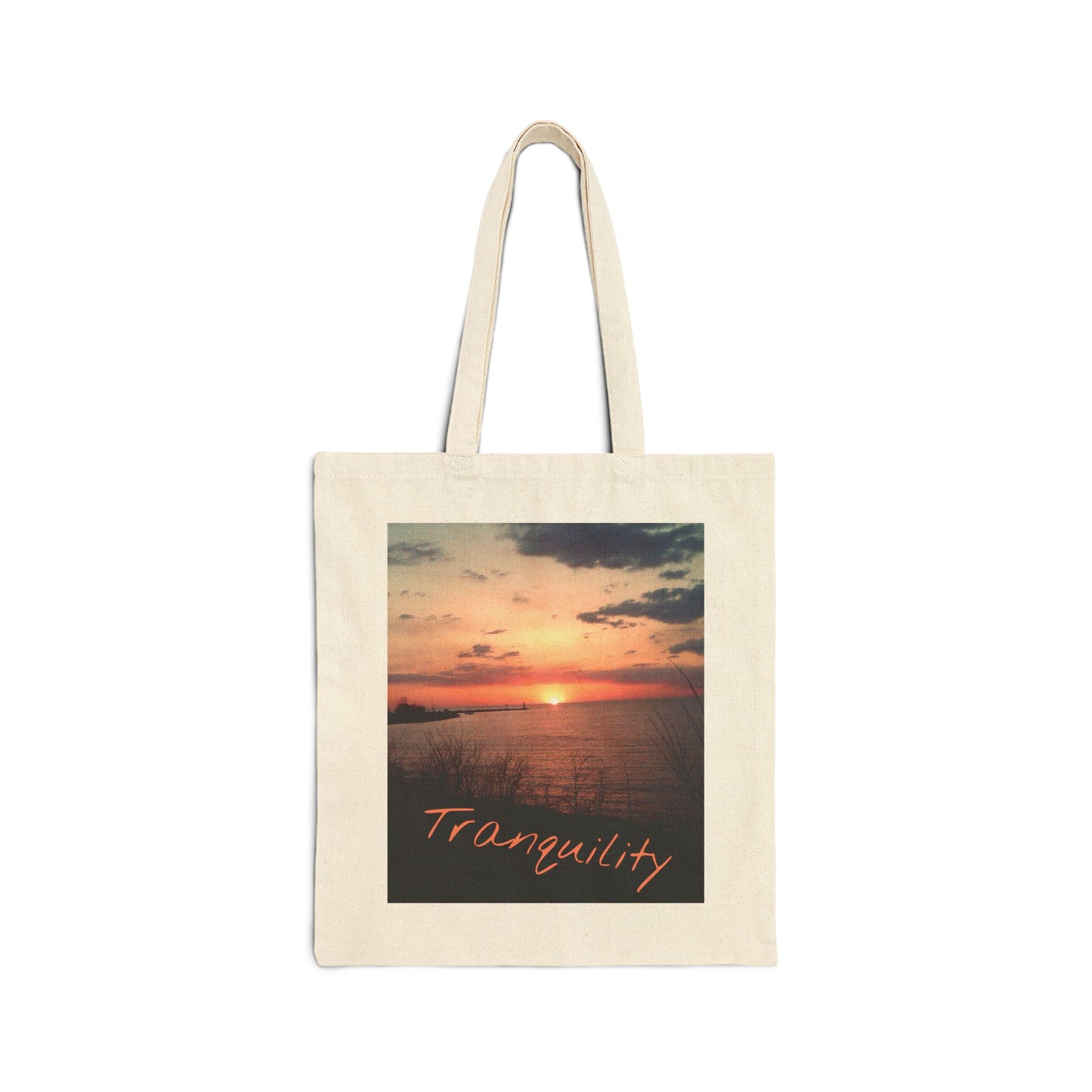 Tranquility Lake Erie Sunset Canvas Tote Bag