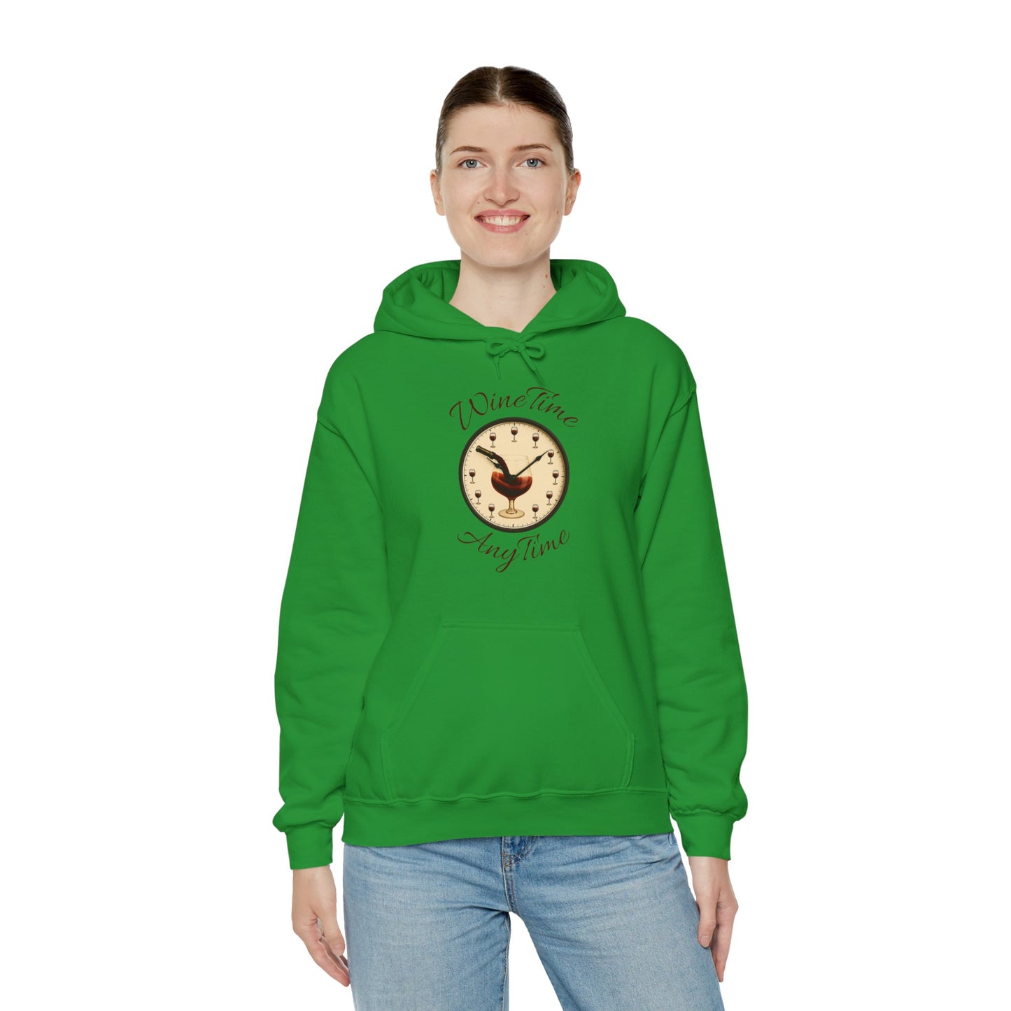 Wine Lover's Unisex Hoodie, Wine Time Anytime, Cozy Sweatshirt for Wine Lovers, Perfect Gift for Birthdays, Fall Fashion, and Everyday Comfort