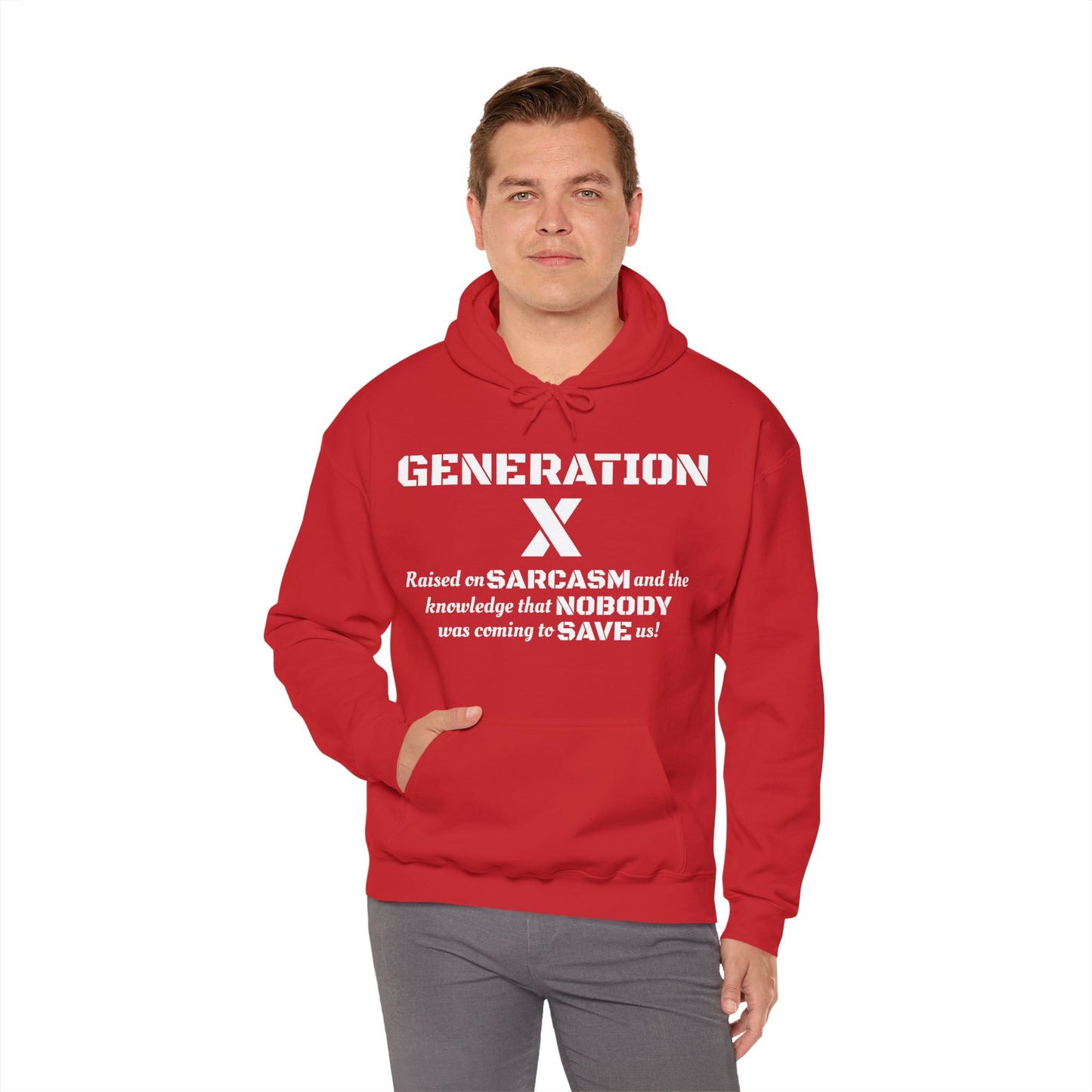 Generation X Hoodie – Raised on Sarcasm Hoodie Retro, Bold & Proud Gen X Shirt