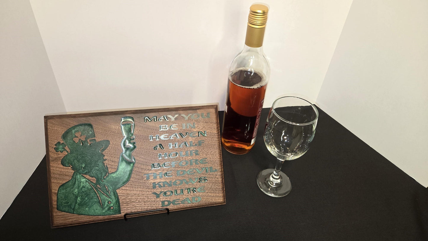 Sign with Leprechaun Irish Toast Inlay Perfect Home Decor House Warming Gift