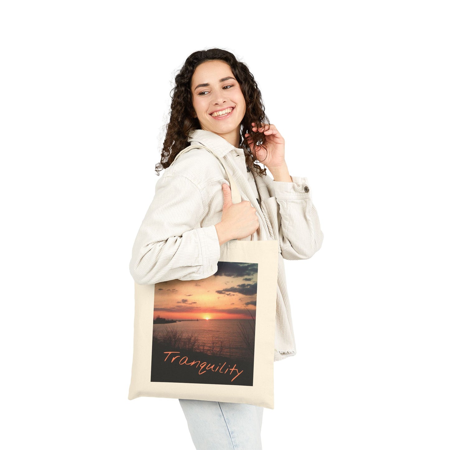 Tranquility Lake Erie Sunset Canvas Tote Bag