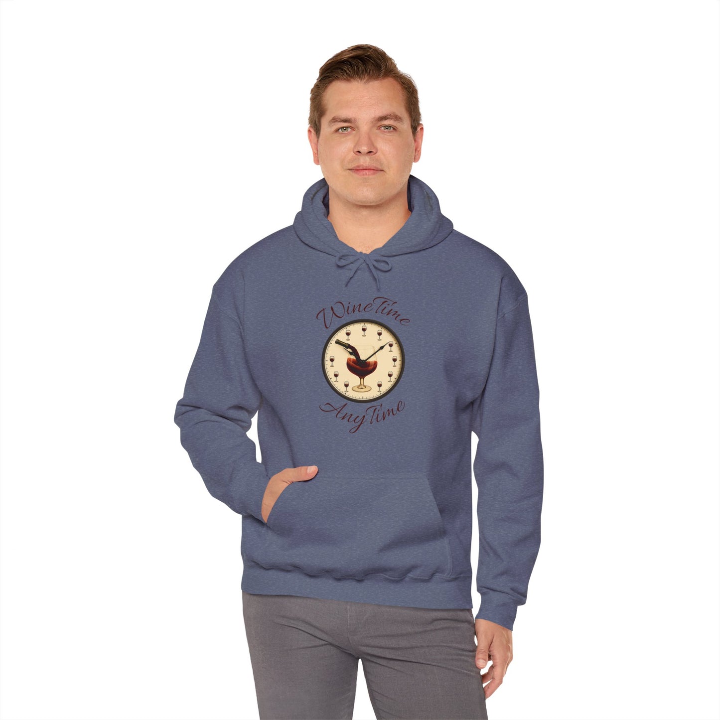 Wine Lover's Unisex Hoodie, Wine Time Anytime, Cozy Sweatshirt for Wine Lovers, Perfect Gift for Birthdays, Fall Fashion, and Everyday Comfort