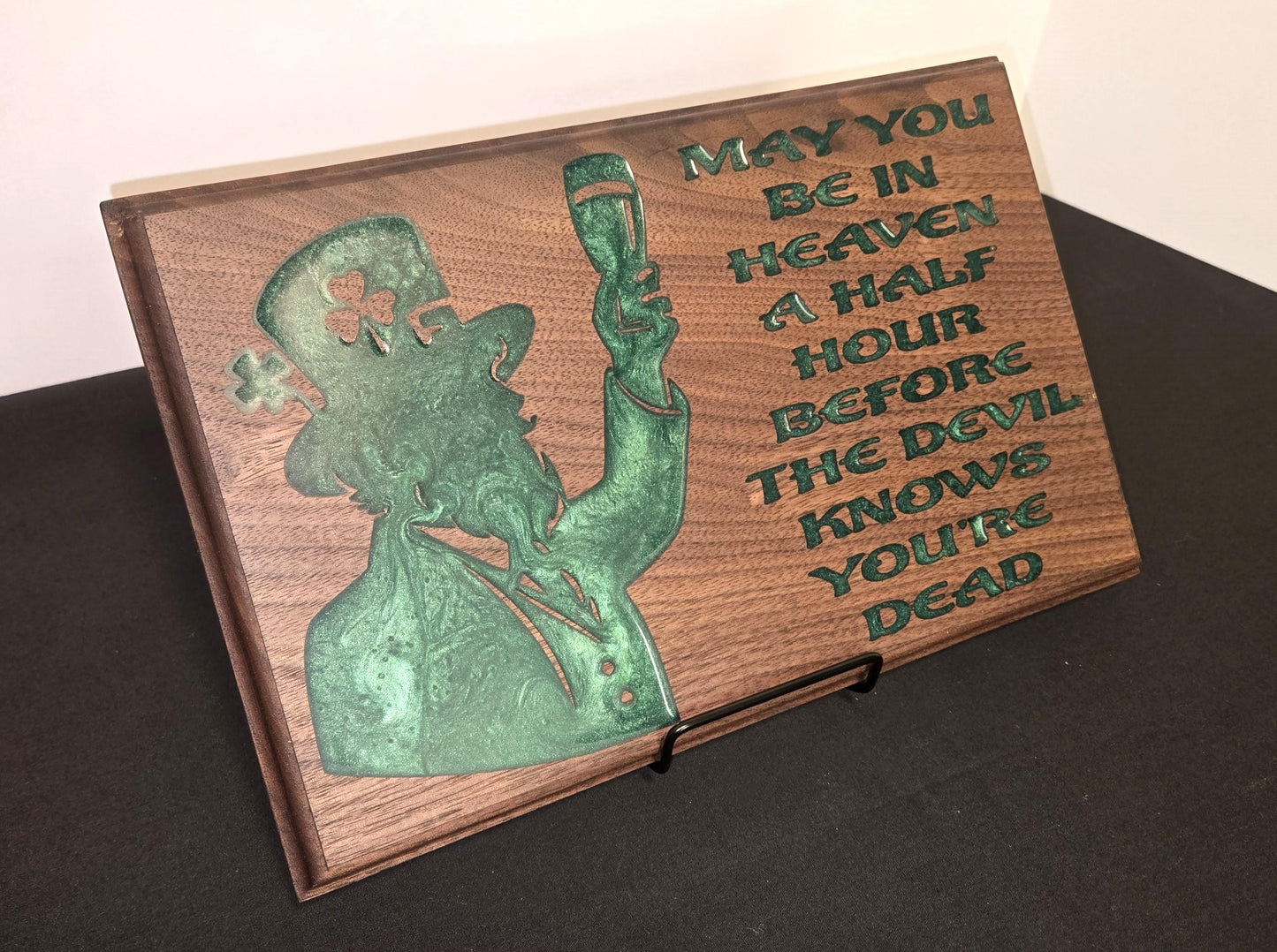 Sign with Leprechaun Irish Toast Inlay Perfect Home Decor House Warming Gift