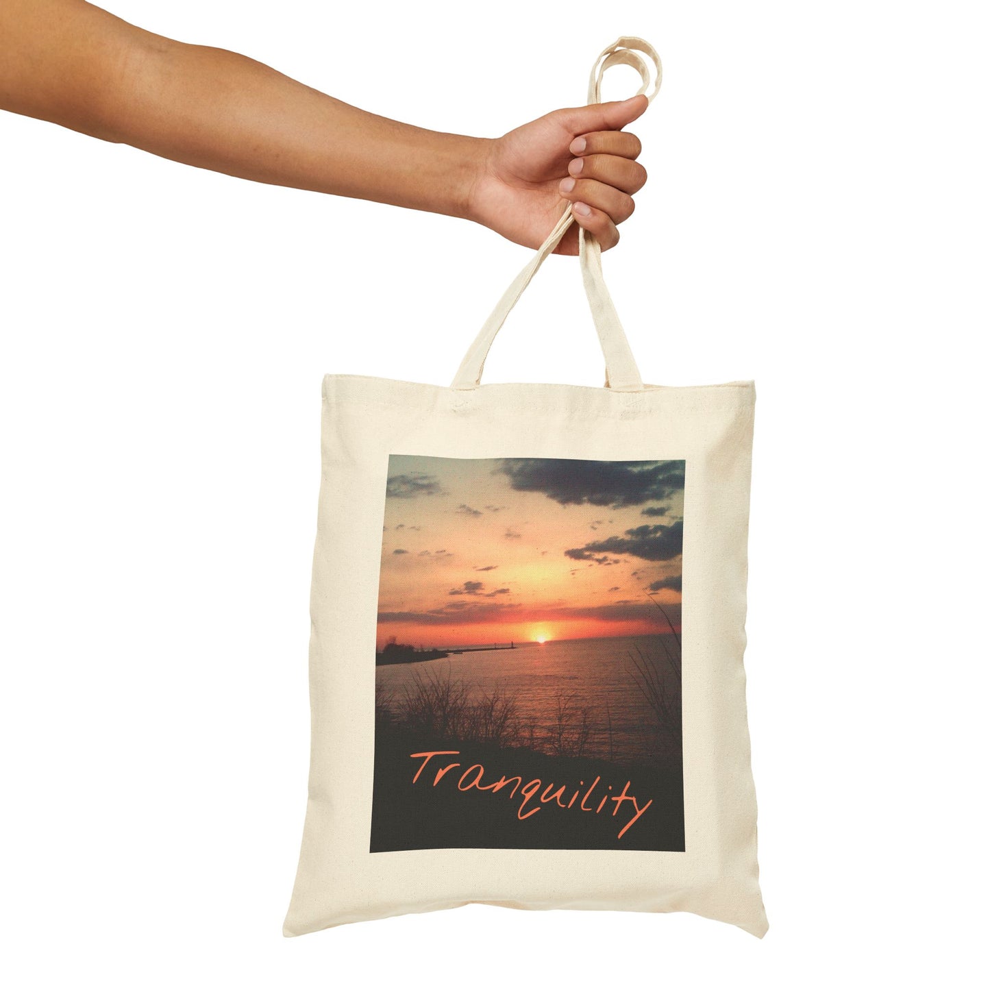 Tranquility Lake Erie Sunset Canvas Tote Bag