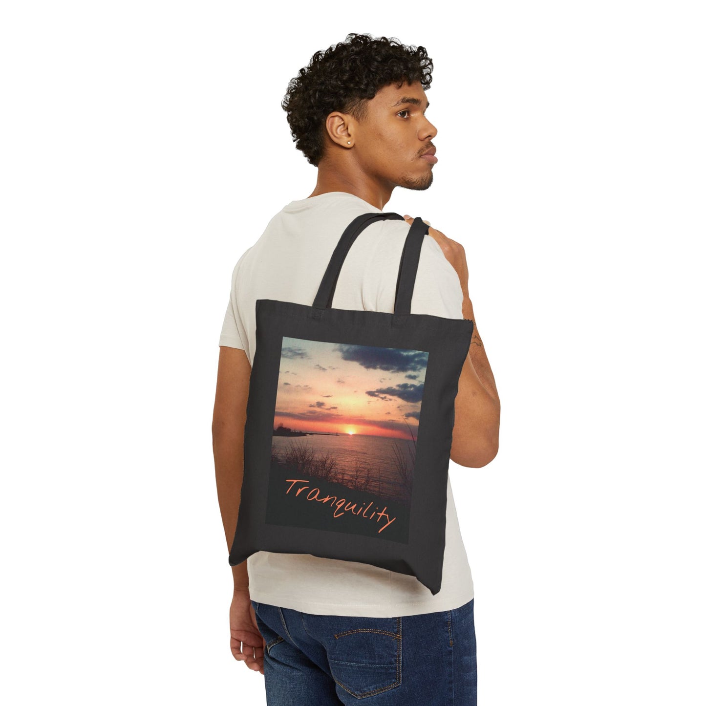 Tranquility Lake Erie Sunset Canvas Tote Bag