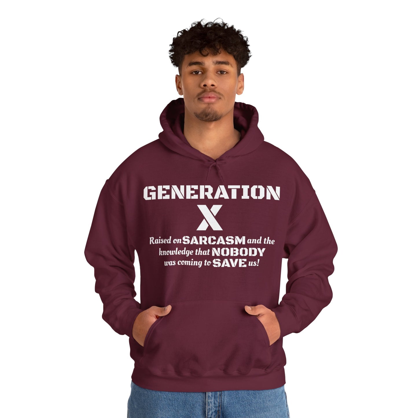Generation X Hoodie – Raised on Sarcasm Hoodie Retro, Bold & Proud Gen X Shirt
