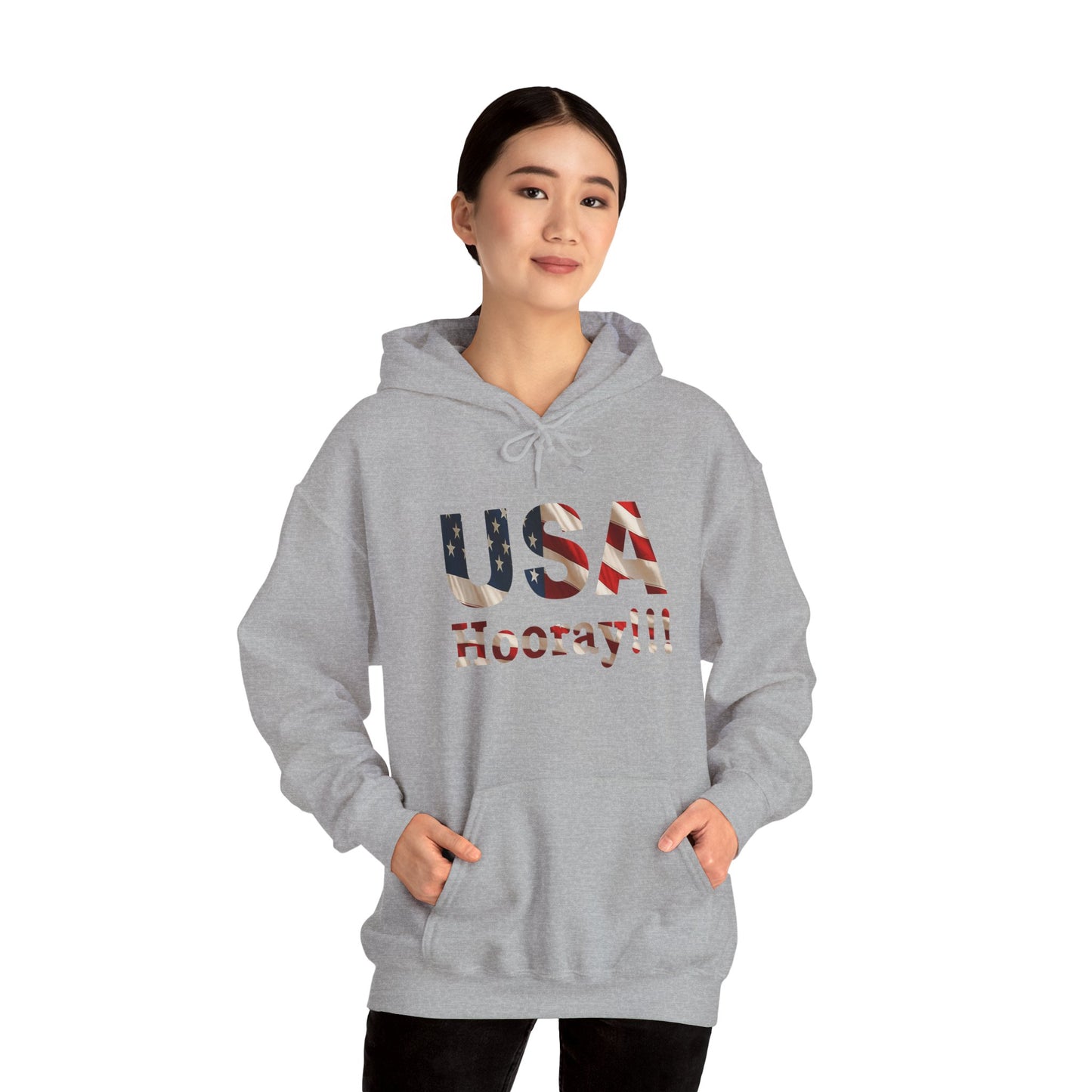 USA Hooray Hoodie – Patriotic American Flag Colors - Perfect for 4th of July & Everyday Pride Sweatshirt