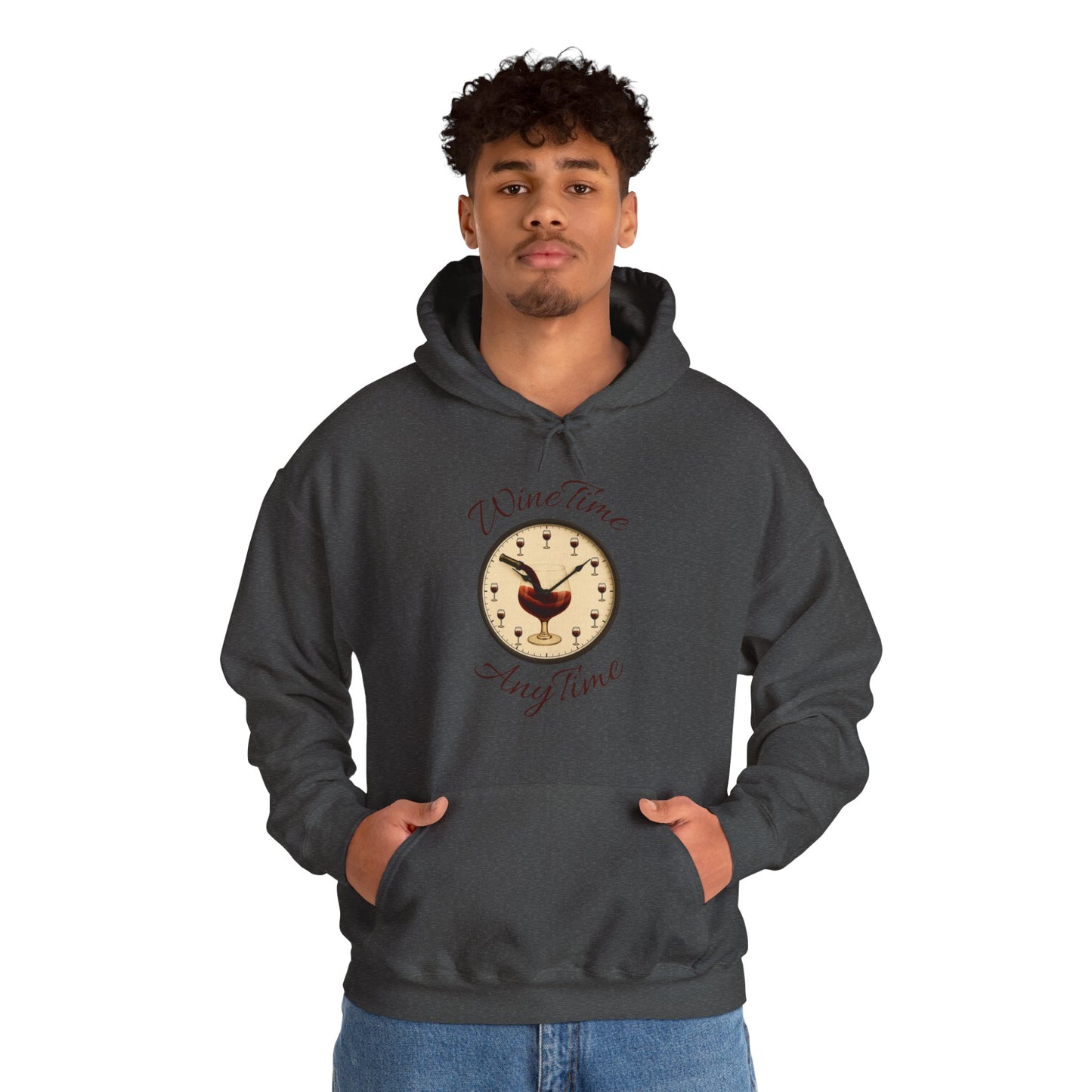 Wine Lover's Unisex Hoodie, Wine Time Anytime, Cozy Sweatshirt for Wine Lovers, Perfect Gift for Birthdays, Fall Fashion, and Everyday Comfort