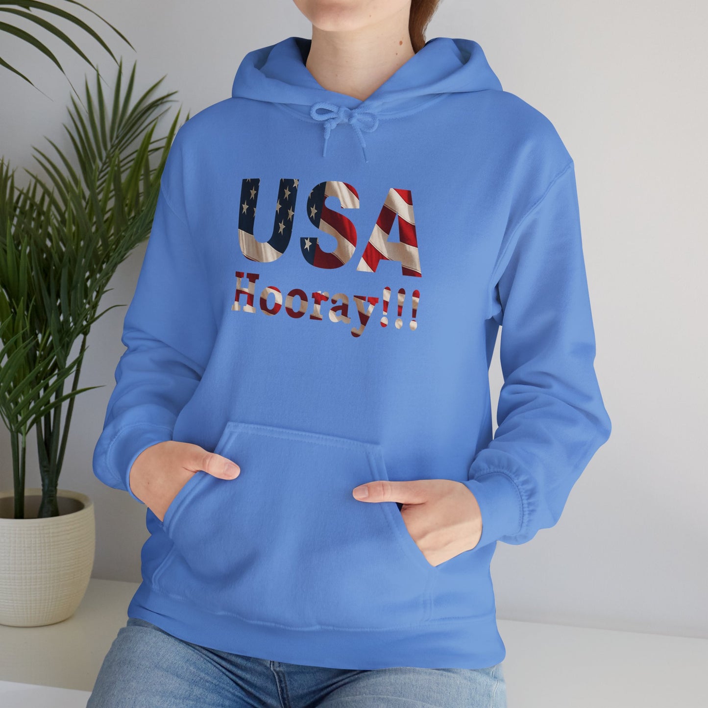 USA Hooray Hoodie – Patriotic American Flag Colors - Perfect for 4th of July & Everyday Pride Sweatshirt