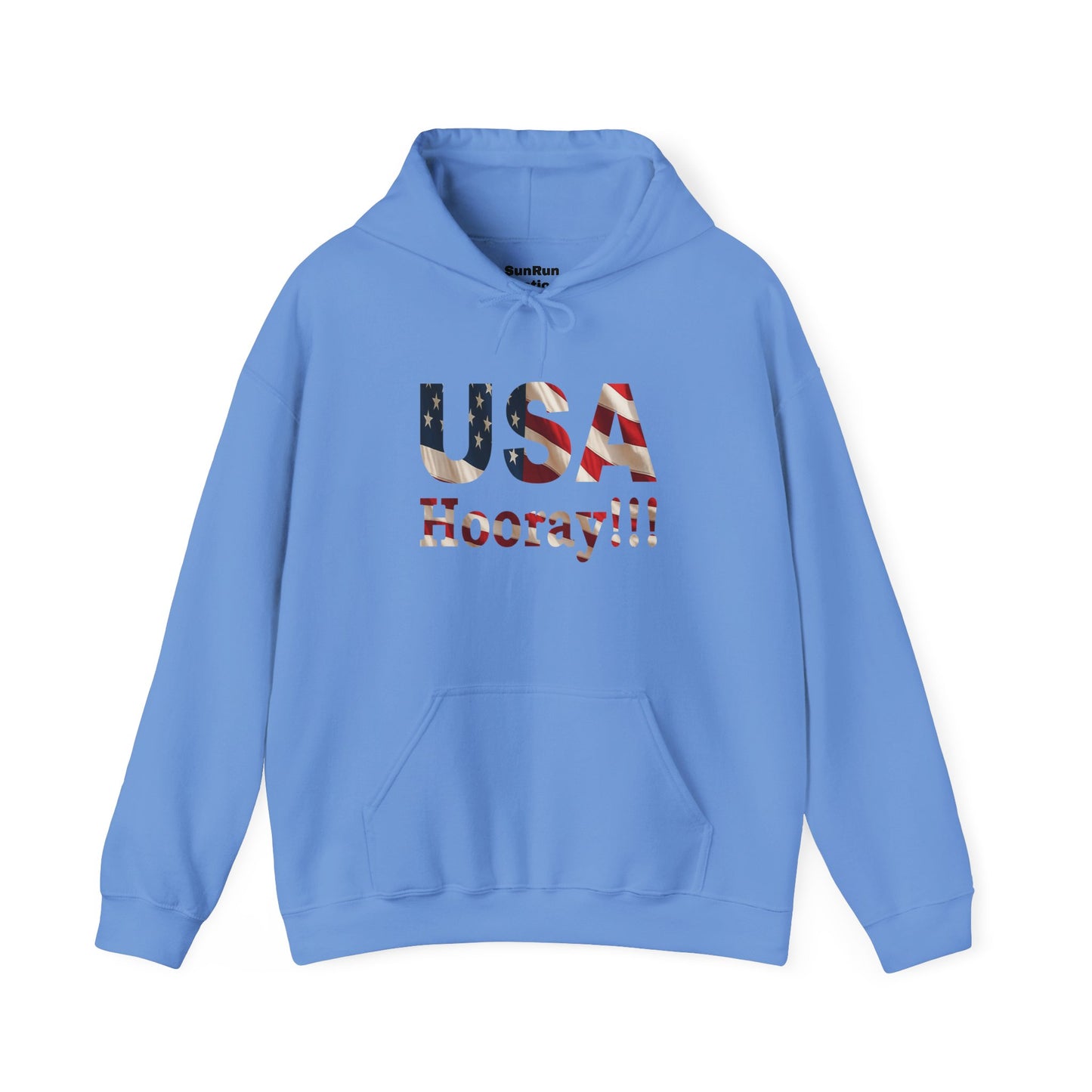 USA Hooray Hoodie – Patriotic American Flag Colors - Perfect for 4th of July & Everyday Pride Sweatshirt