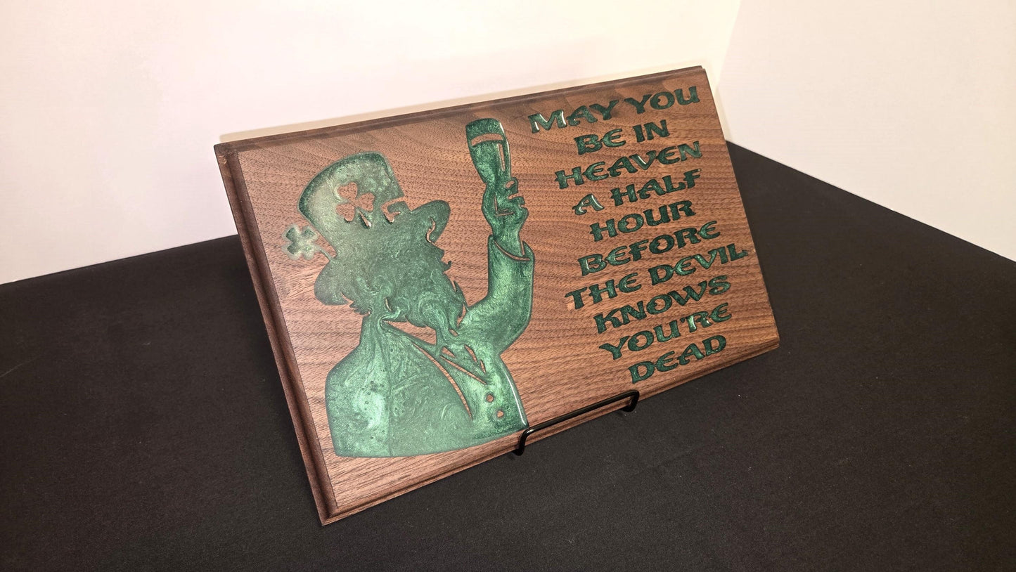 Sign with Leprechaun Irish Toast Inlay Perfect Home Decor House Warming Gift