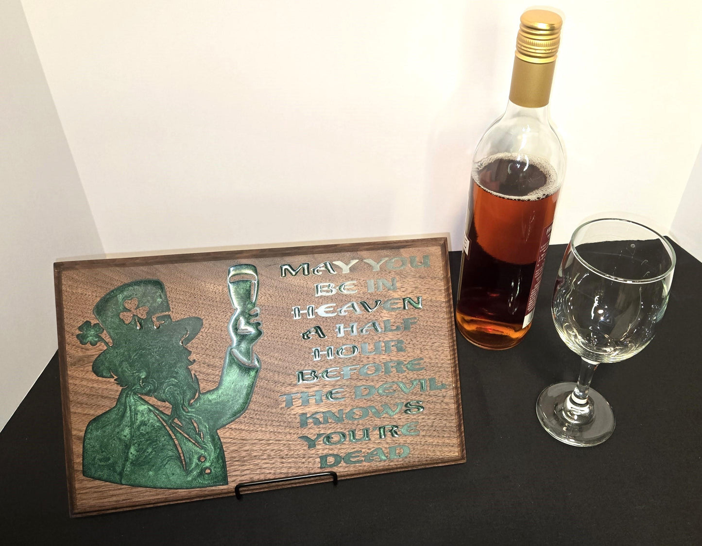 Sign with Leprechaun Irish Toast Inlay Perfect Home Decor House Warming Gift