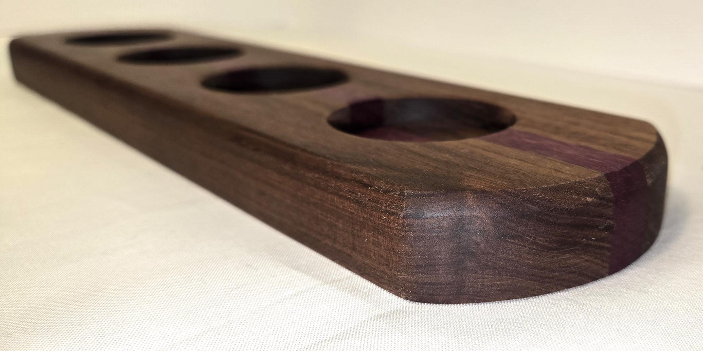 Table Centerpiece/Candle/Small Vase Holder Handmade from Solid Walnut and Purple Heart Wood
