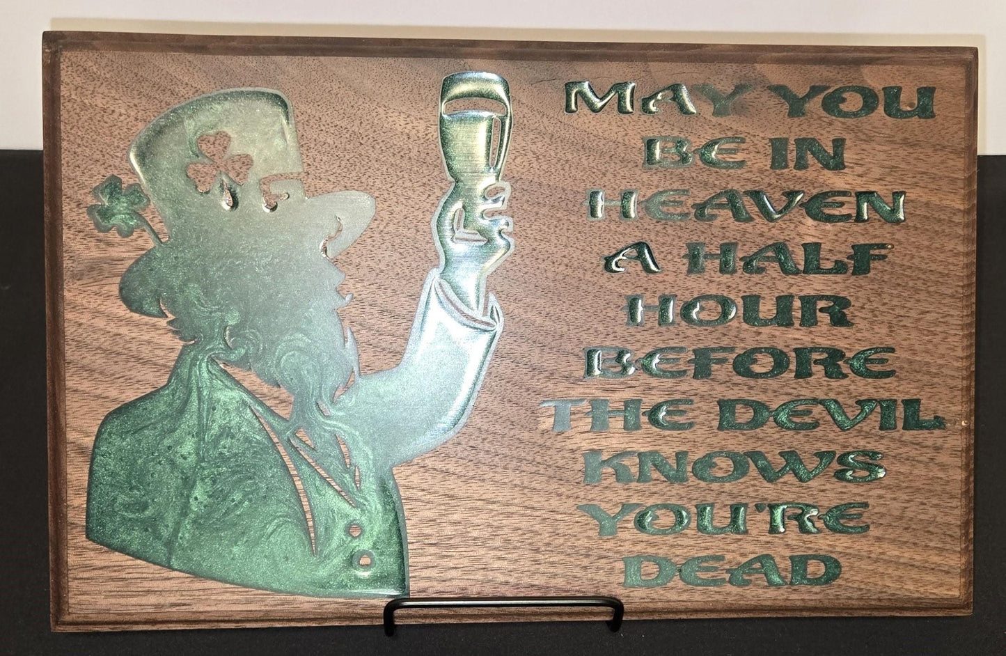 Sign with Leprechaun Irish Toast Inlay Perfect Home Decor House Warming Gift