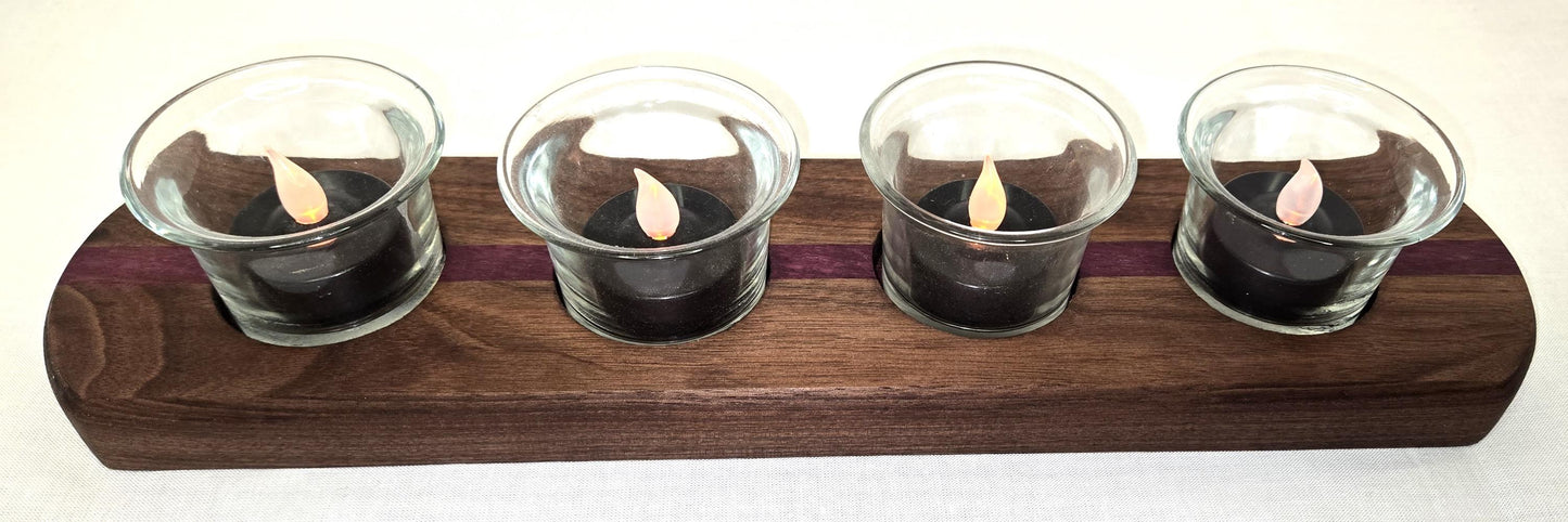 Table Centerpiece/Candle/Small Vase Holder Handmade from Solid Walnut and Purple Heart Wood