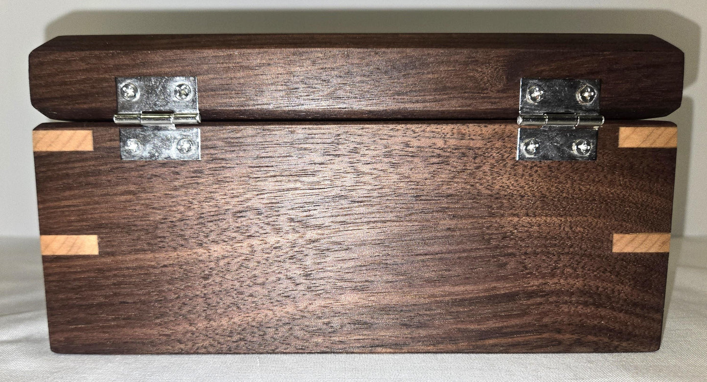 Keepsake Box Handmade Walnut Wooden Keepsake Box with Black Horse Epoxy Inlay