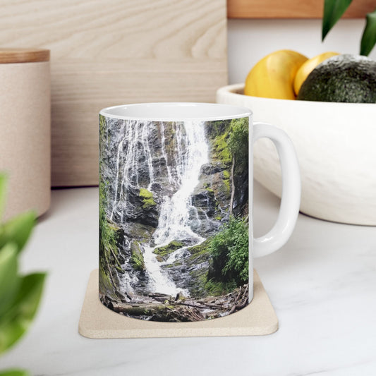 Nature-Inspired Ceramic Mug - Waterfall Design, 11oz Coffee Cup Tea Cup