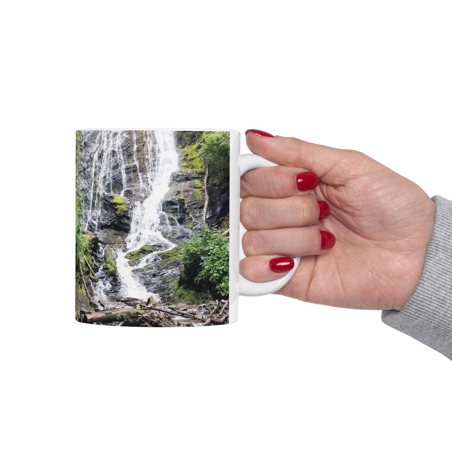 Nature-Inspired Ceramic Mug - Waterfall Design, 11oz Coffee Cup Tea Cup