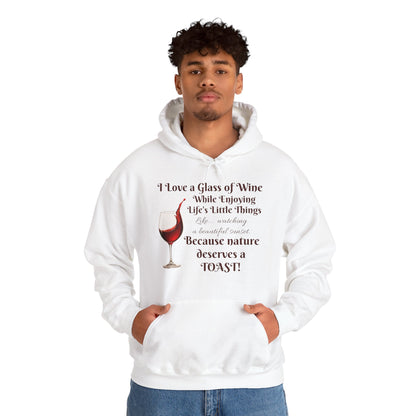 Wine Lover's Unisex Hoodie, Watching a Sunset, Cozy Sweatshirt for Wine Lovers, Perfect Gift for Birthdays, Fall Fashion, and Everyday Comfort