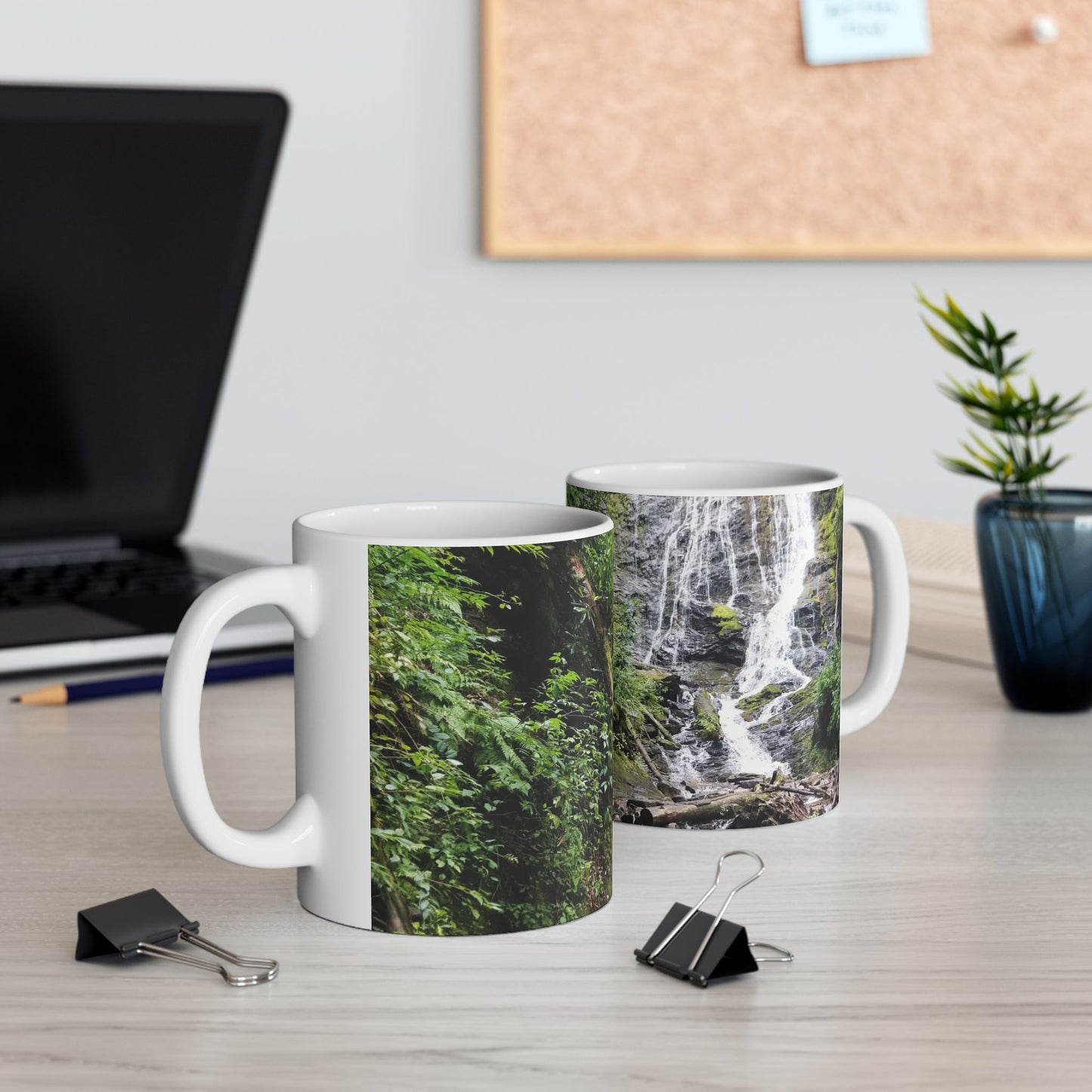 Nature-Inspired Ceramic Mug - Waterfall Design, 11oz Coffee Cup Tea Cup