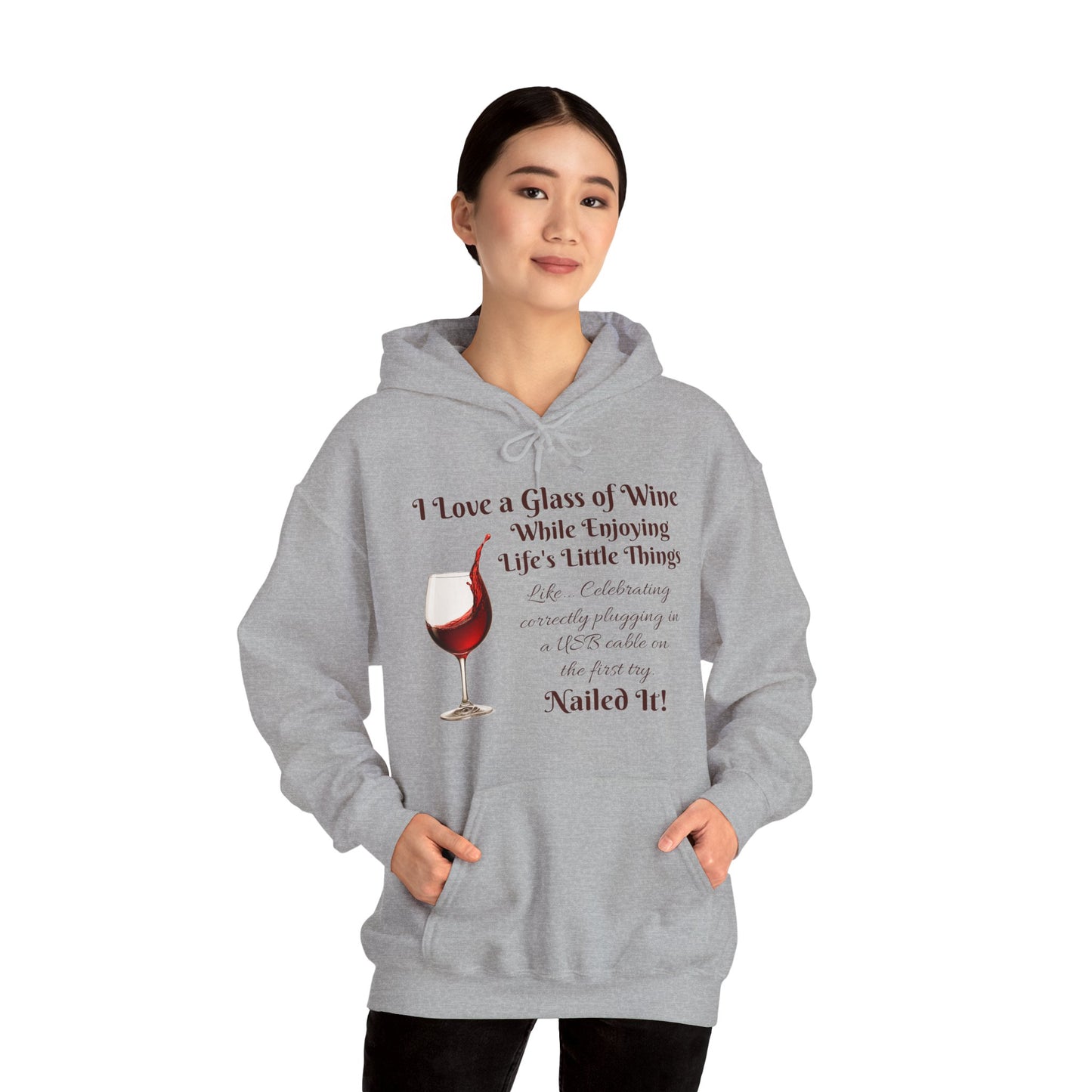 Wine Lover's Unisex Hoodie, Plugging in a USB Cable, Cozy Sweatshirt for Wine Lovers, Perfect Gift for Birthdays, Fall Fashion, and Everyday Comfort
